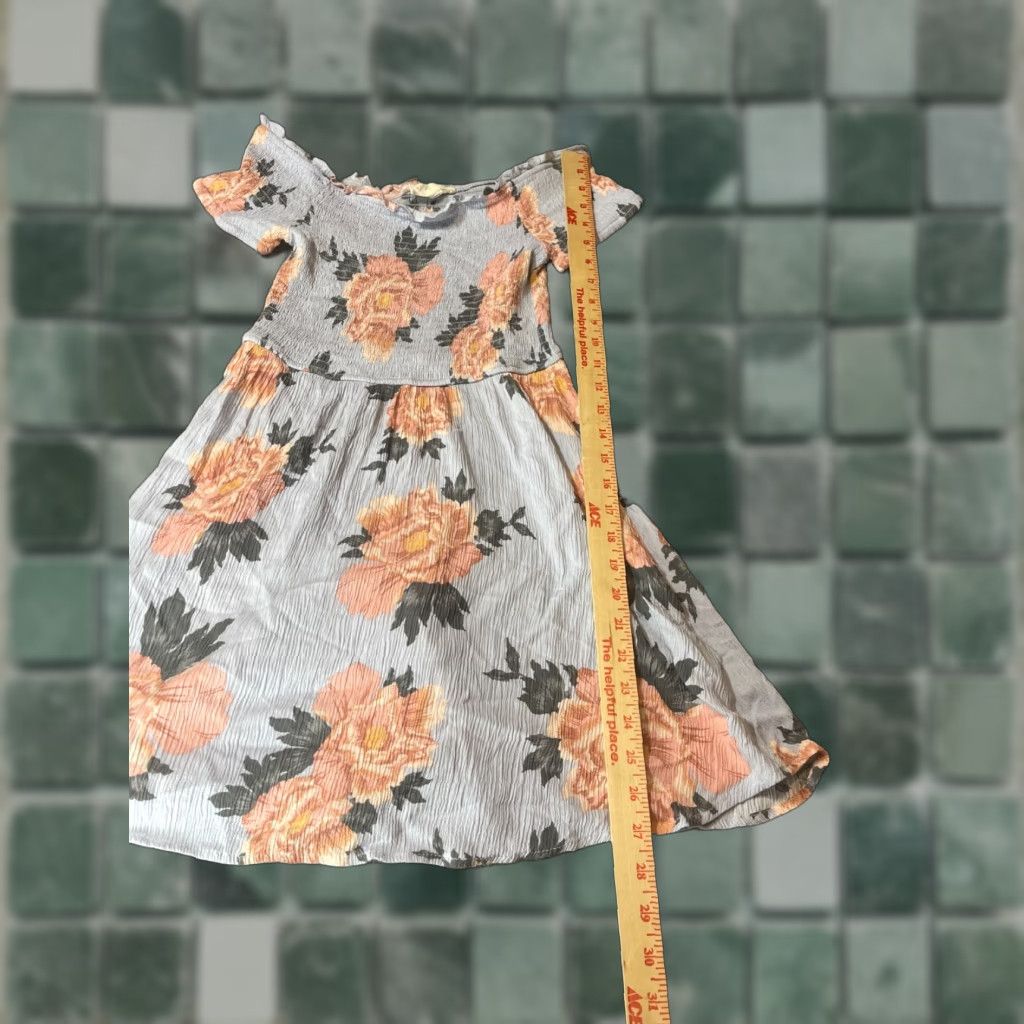 Vintage VINTAGE L.A. Hearts Dress Womens Small Short Sleeve Floral Blue Knee Length Sundress Smocked Heart Off the Shoulder Short Sleeve Dress Size 28" / US 6 / IT 42 - 1 Thumbnail