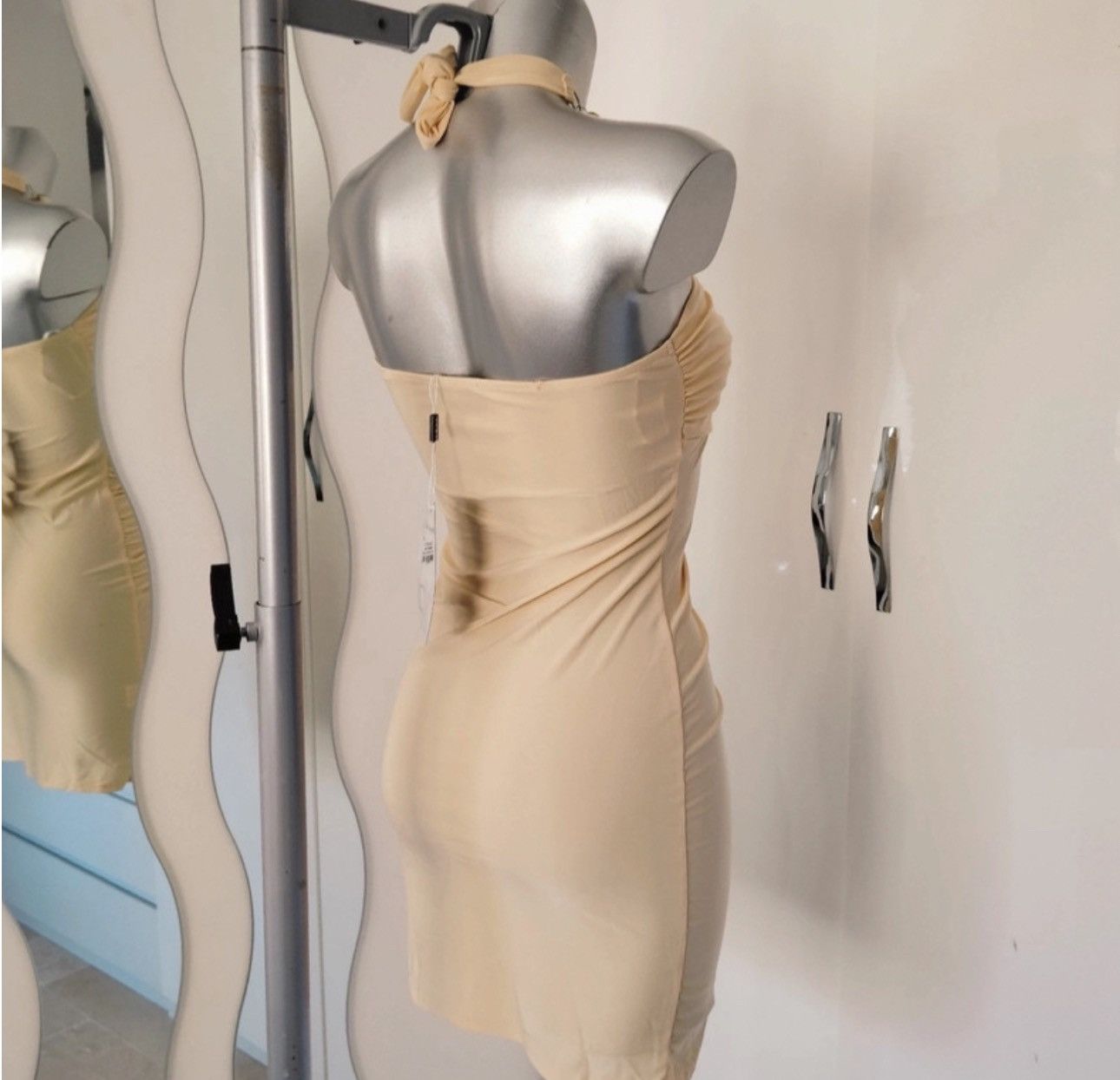 Designer × Vintage Strapless Nude Bodycon Dress Drapped Asymmetric Avantgarde Size XS / US 0-2 / IT 36-38 - 5 Thumbnail