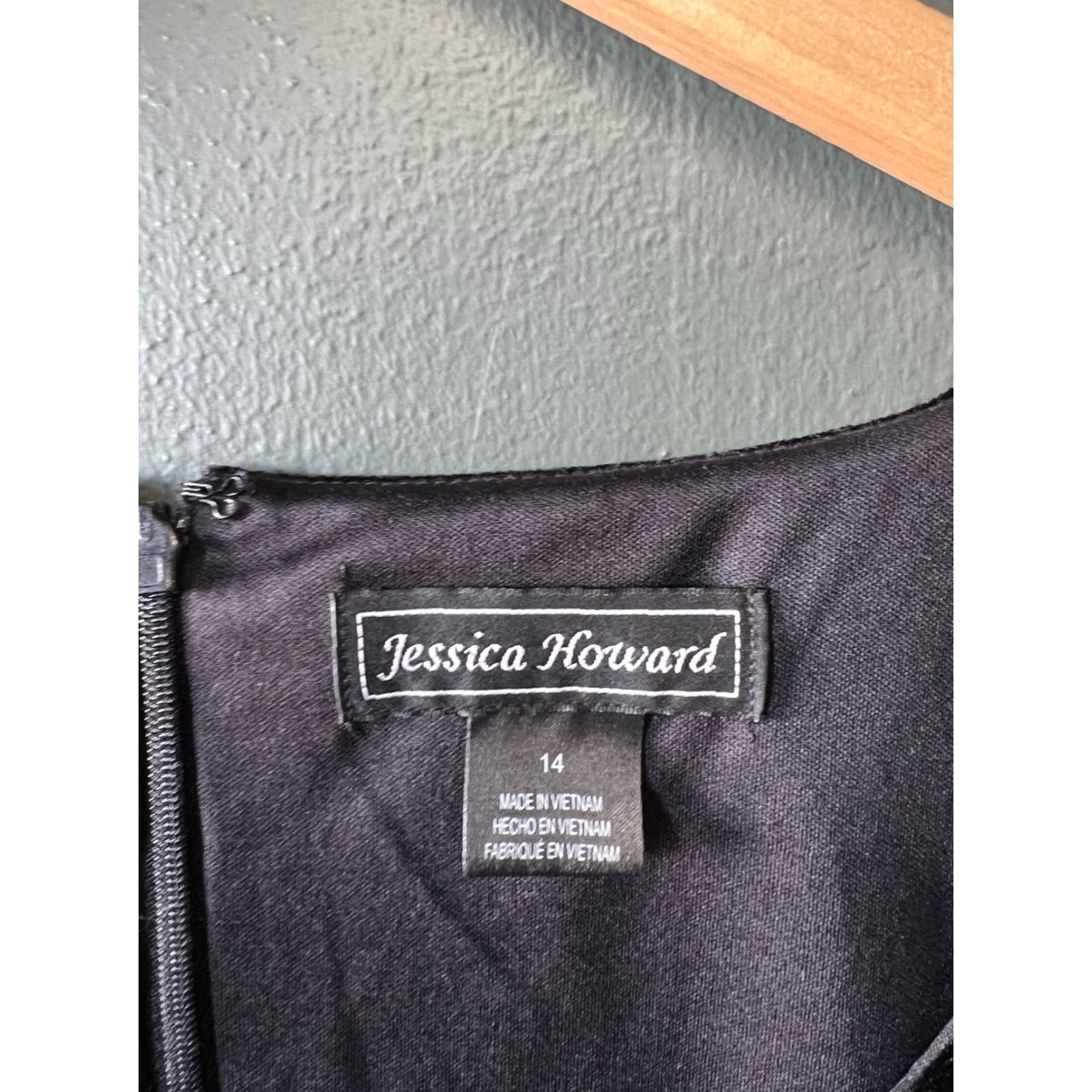 Vintage Jessica Howard Womens Sleeveless Black Velour Dress Size 14 Knee Length Short Slip Dress Size 36" / US 14 / IT 50 - 3 Thumbnail