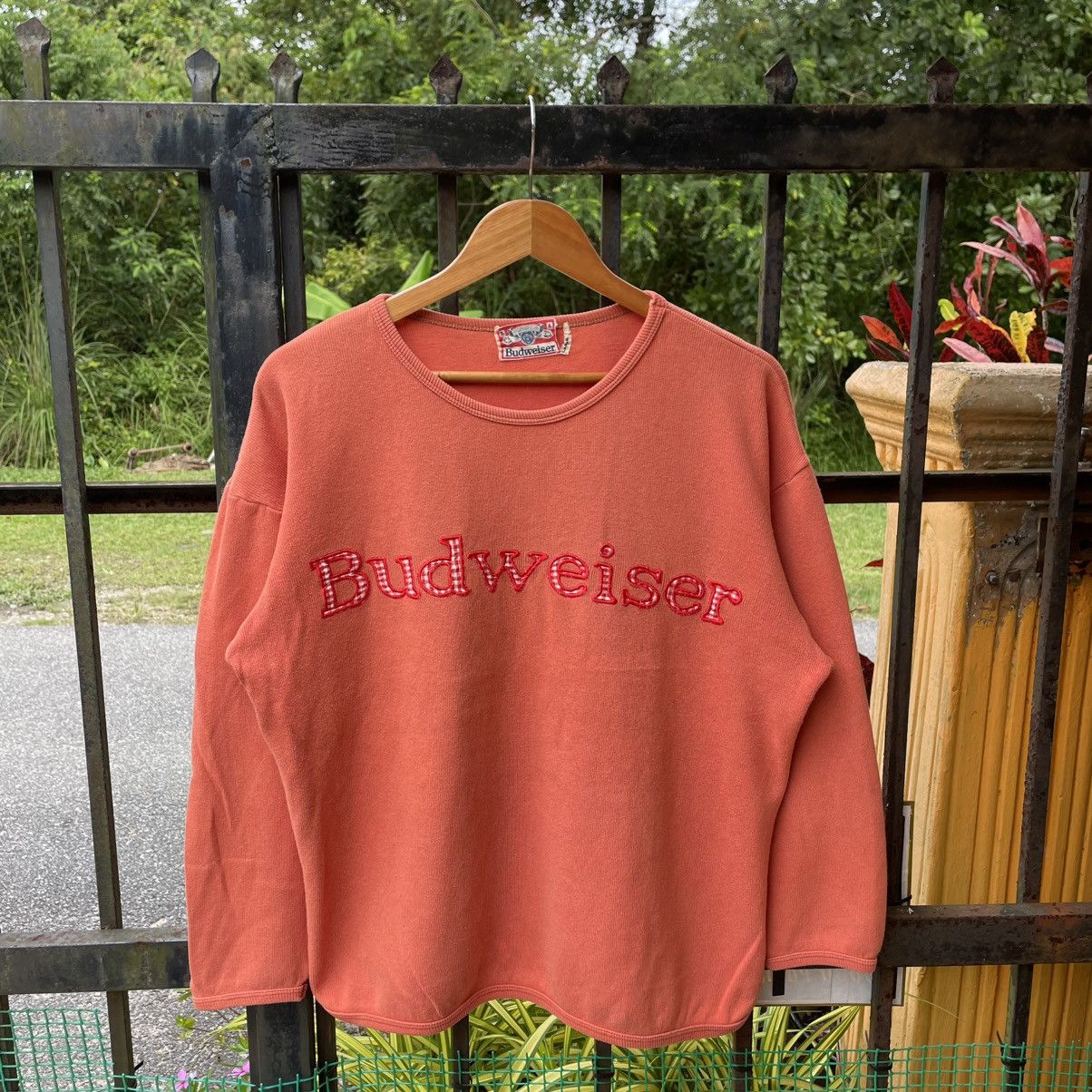 🔥Vintage Budweiser Embroidered Spellout Cropped Sweatshirts