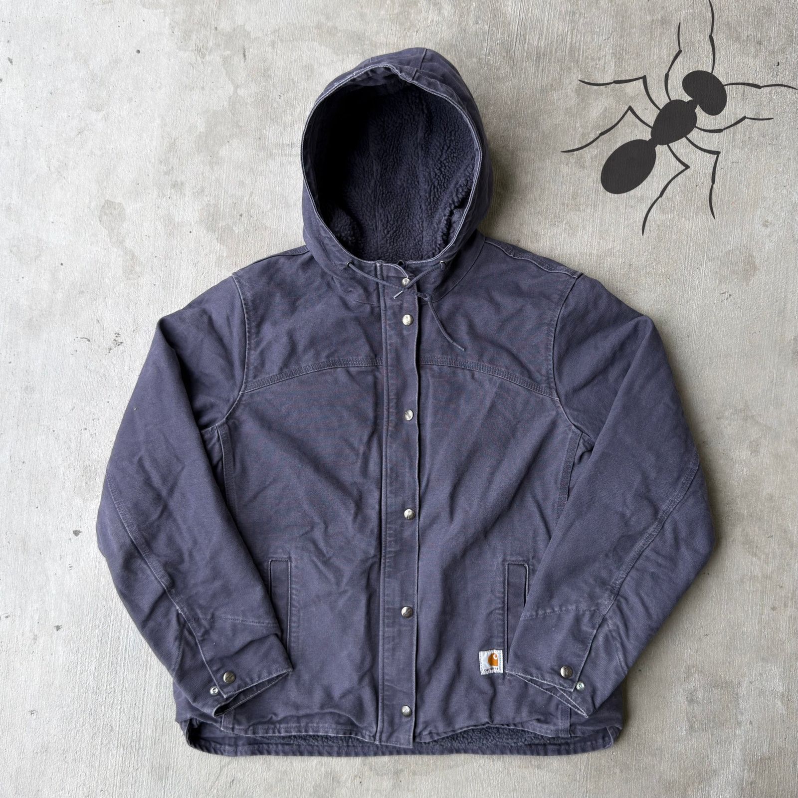 Carhartt × Vintage Carhartt WOMENS purple Sherpa hooded work wear jacket Size US L / EU 52-54 / 3 - 1 Thumbnail