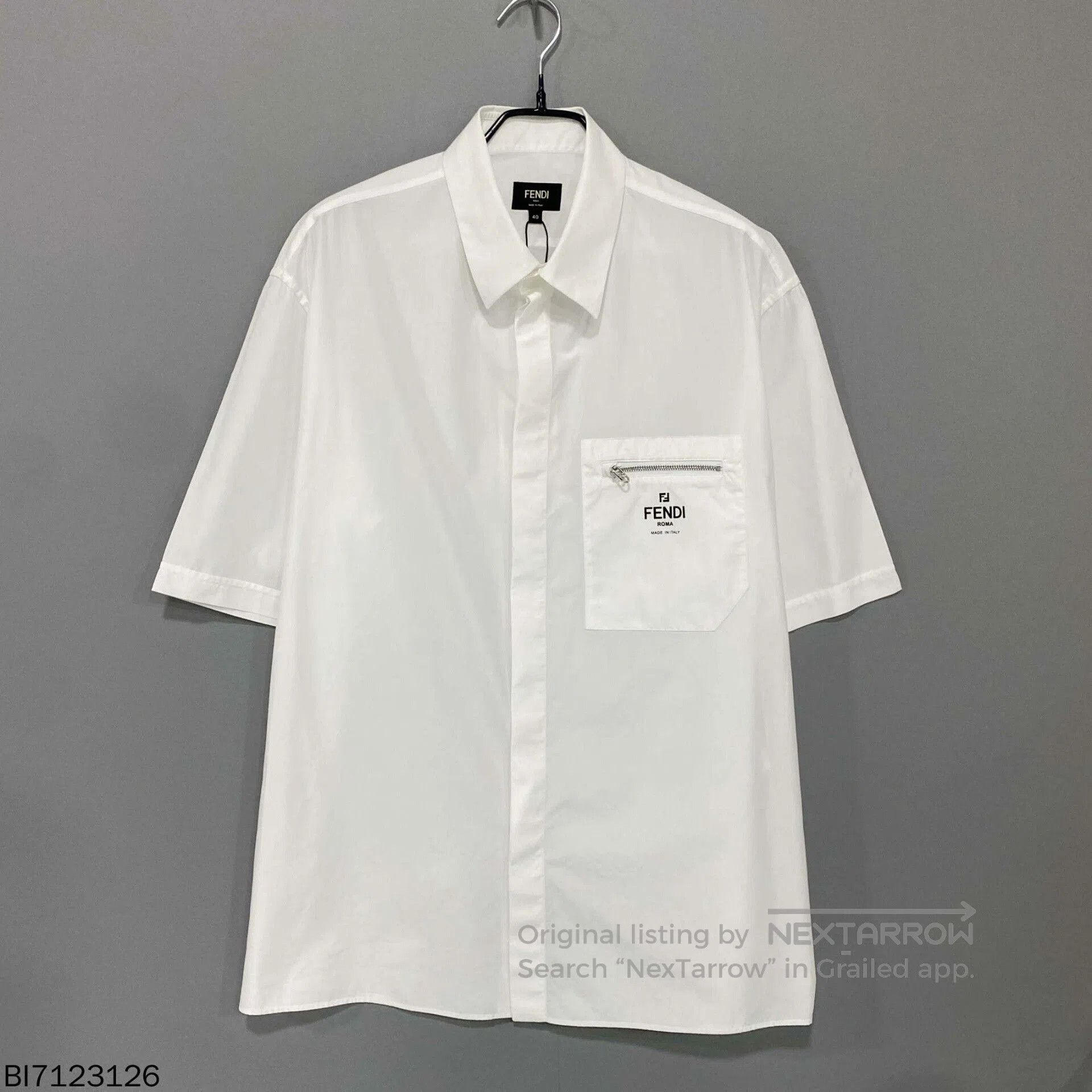 FENDI Cotton Logo Short Sleeve Shirt.