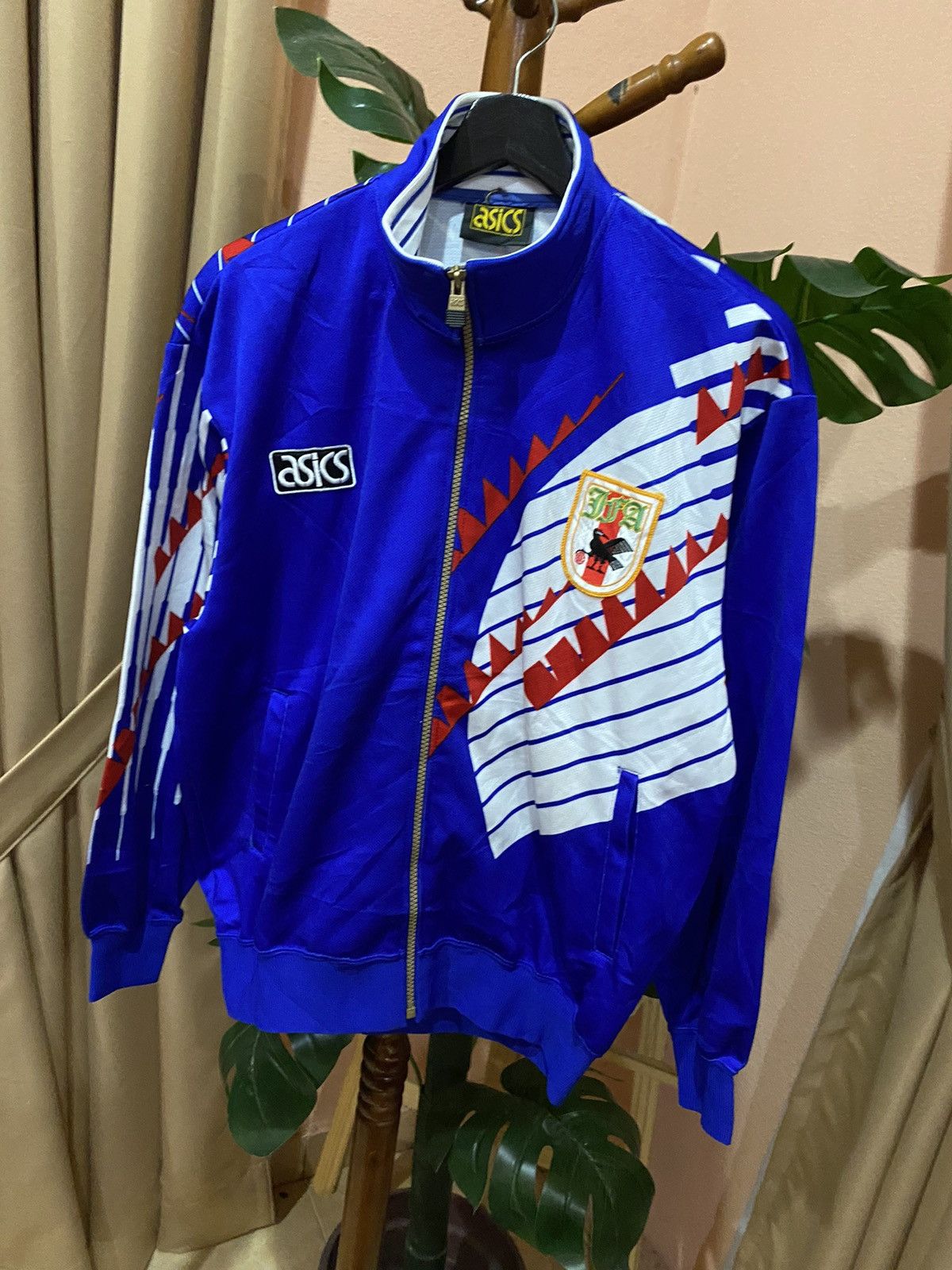 Asics 1990s ASICS Track Jacket with Geometric Design Sportswear Size US L / EU 52-54 / 3 - 4 Thumbnail