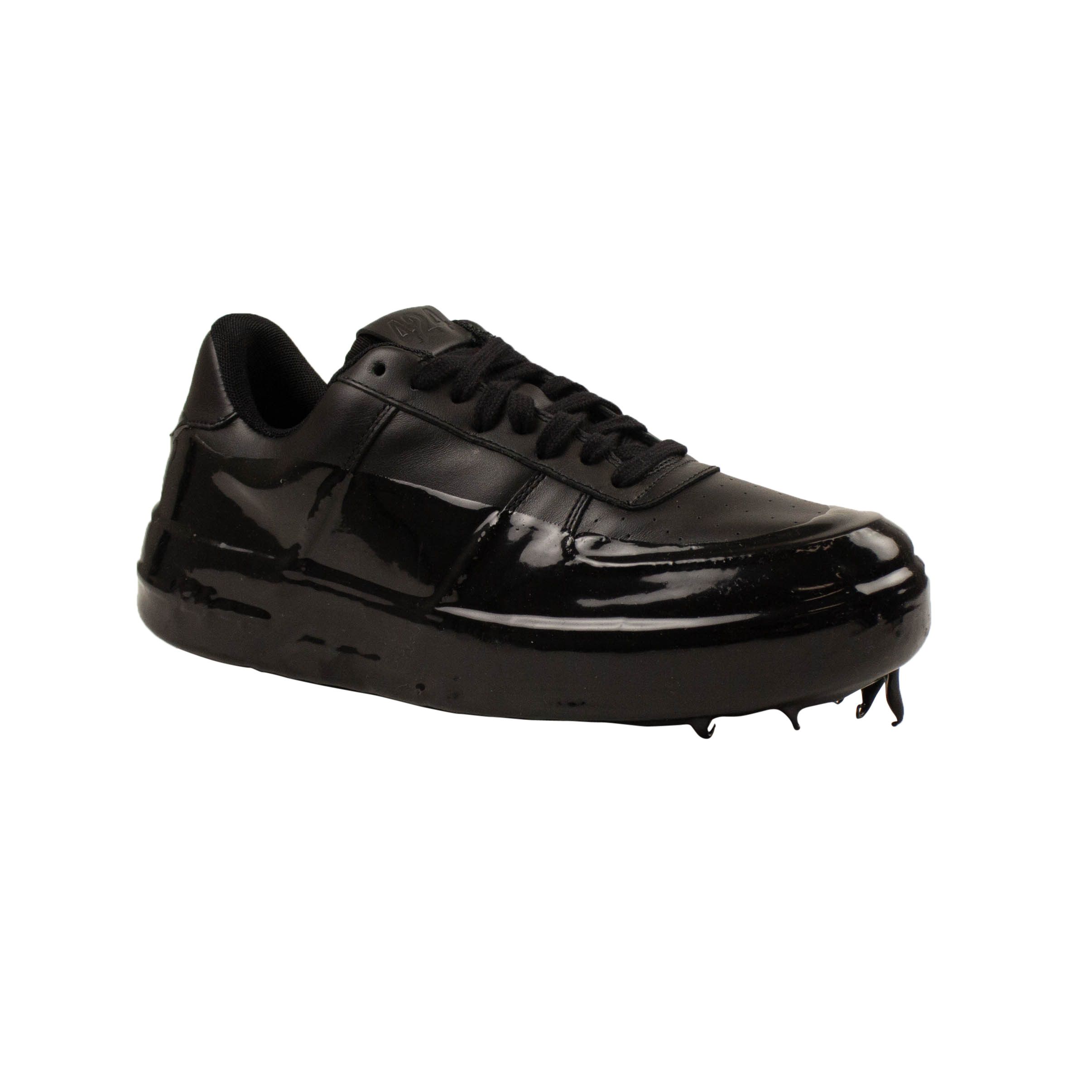 image of 424 On Fairfax Black Wax Dipped Low Top Sneakers Size 40, Men's