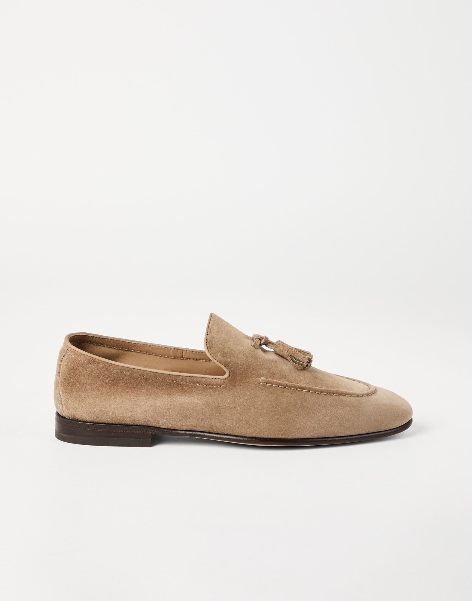 Brunello Cucinelli o1w1db10426 Suede Soft Loafers With Tassels in Light Brown Size US 9.5 / EU 42-43 - 1 Thumbnail
