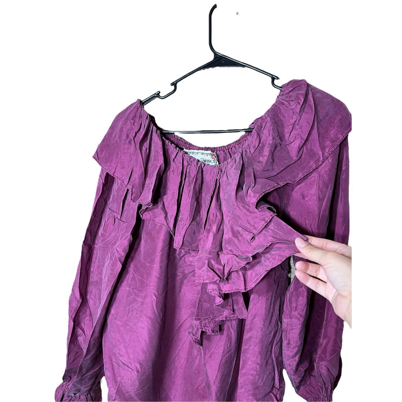 Other Vintage Jonathan Martin 100%Silk Purple Ruffle Top Blouse Wo Size M / US 6-8 / IT 42-44 - 5 Thumbnail