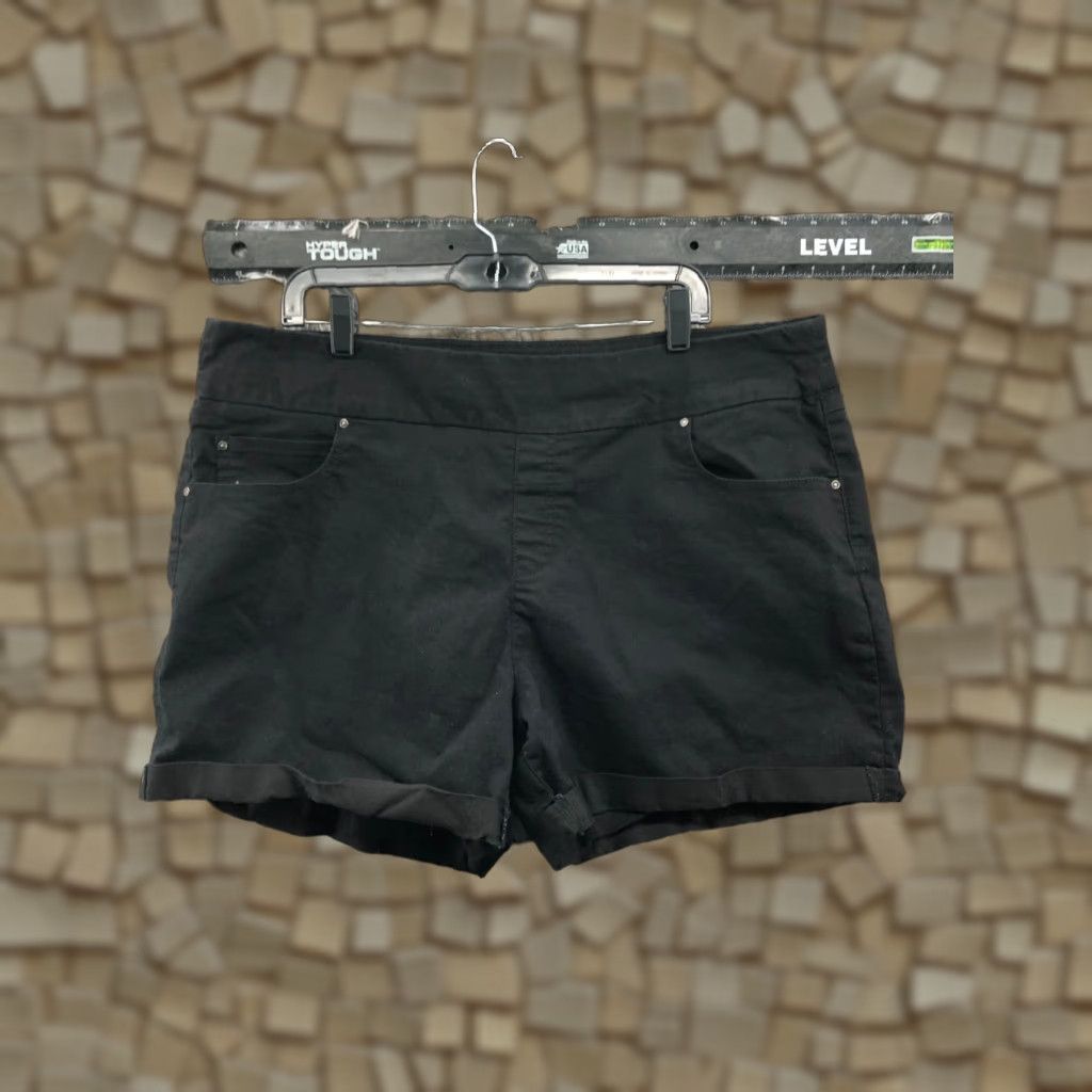 Vintage Time And Tru Pull On Boyfriend Shorts Womens XXL Dark Wash Black Mid Rise 2XL Regular Cotton Knit Logo 5-Pocket Size 40" / US 18 - 1 Thumbnail