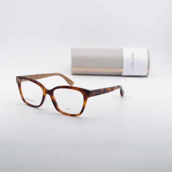 Jimmy Choo Jimmy Choo JC150 0Q9W 00 Eyeglasses Havana 52mm Square Frame Size ONE SIZE - 1 Thumbnail