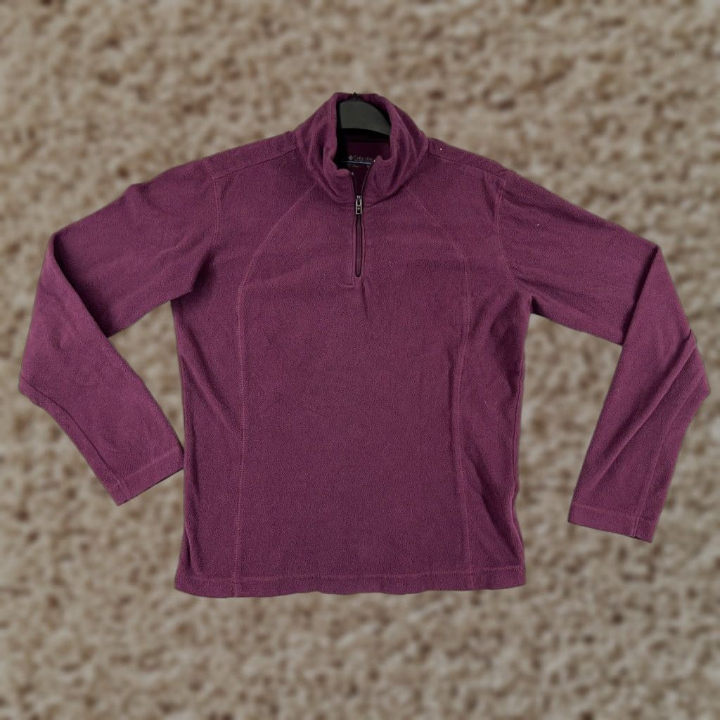 Vintage Columbia Sweater Womens Small Purple Fleece 1/4 Zip Mock Neck Polyester Hiking Size S / US 4 / IT 40 - 1 Thumbnail
