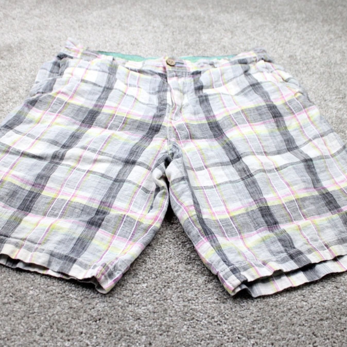 Tommy Bahama Tommy Bahama Linen Shorts Men 32 Flat Front Inseam 10" White Gray Pink Yellow Beach Outdoor Casual Business Workwear Size US 32 / EU 48 - 2 Thumbnail