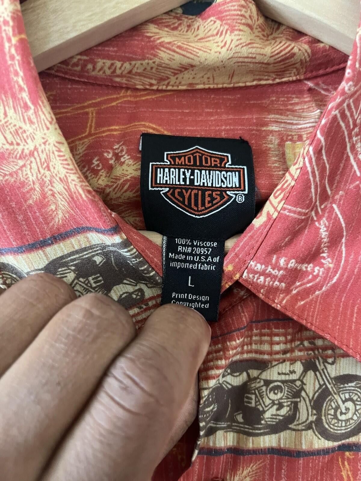 Harley Davidson VTG Harley Davidson Red Map Biker Button Up Shirt L Size US L / EU 52-54 / 3 - 3 Thumbnail