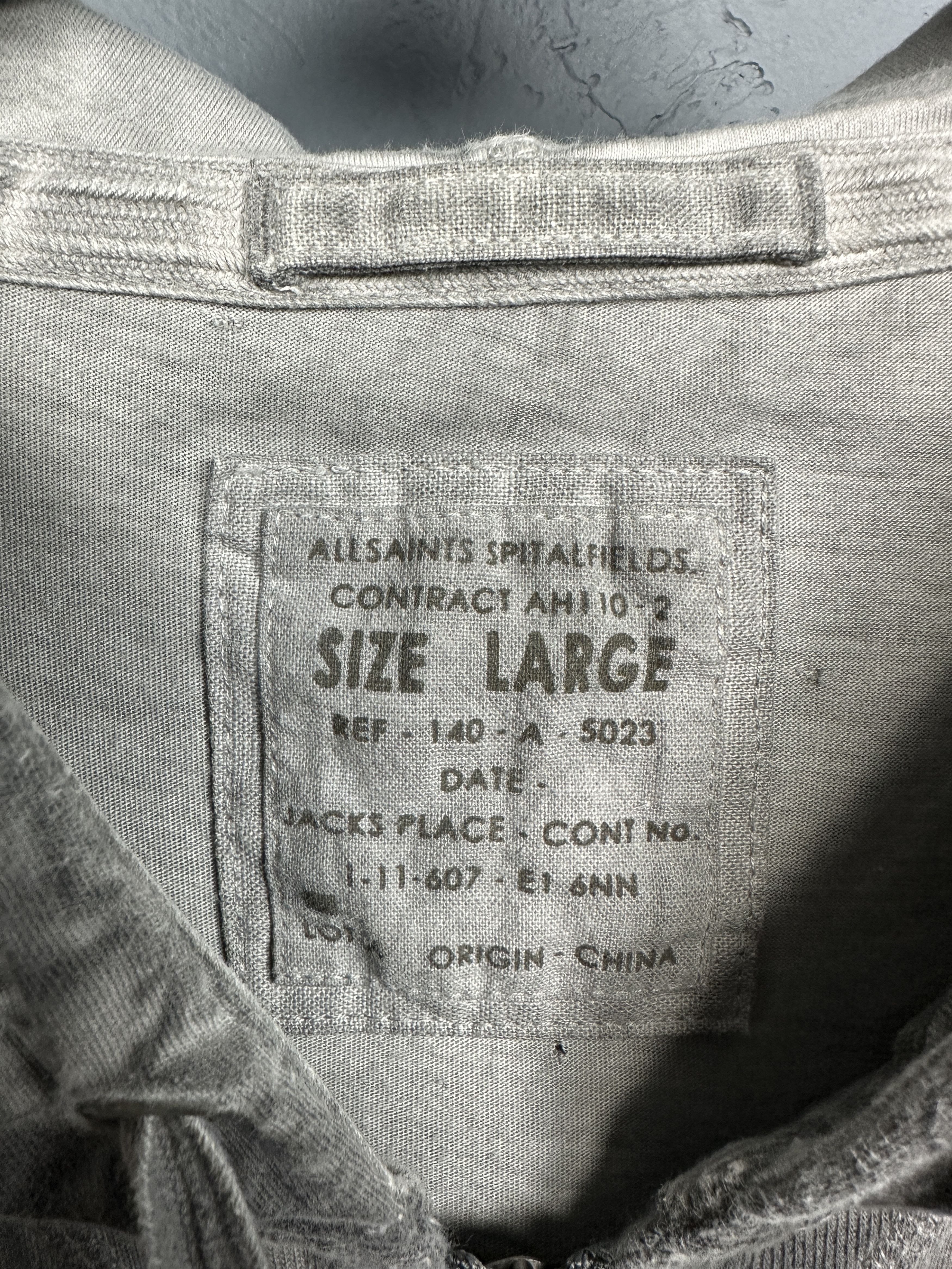 Allsaints Allsaints Mens Hertford Washed Cotton Zip Hoodie Size US L / EU 52-54 / 3 - 3 Thumbnail