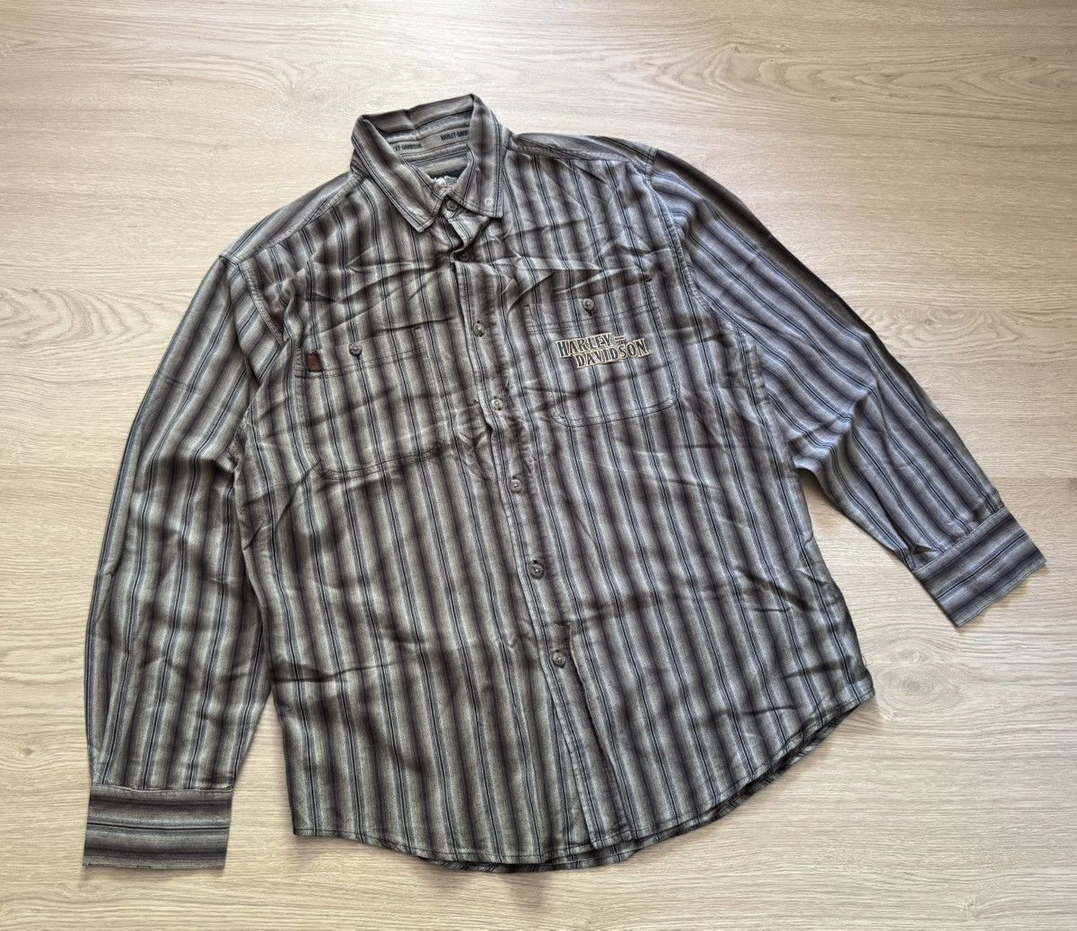 Vintage Vintage 00’s Harley Davidson y2k Stripes USA Choppers Shirt Size US M / EU 48-50 / 2 - 1 Thumbnail