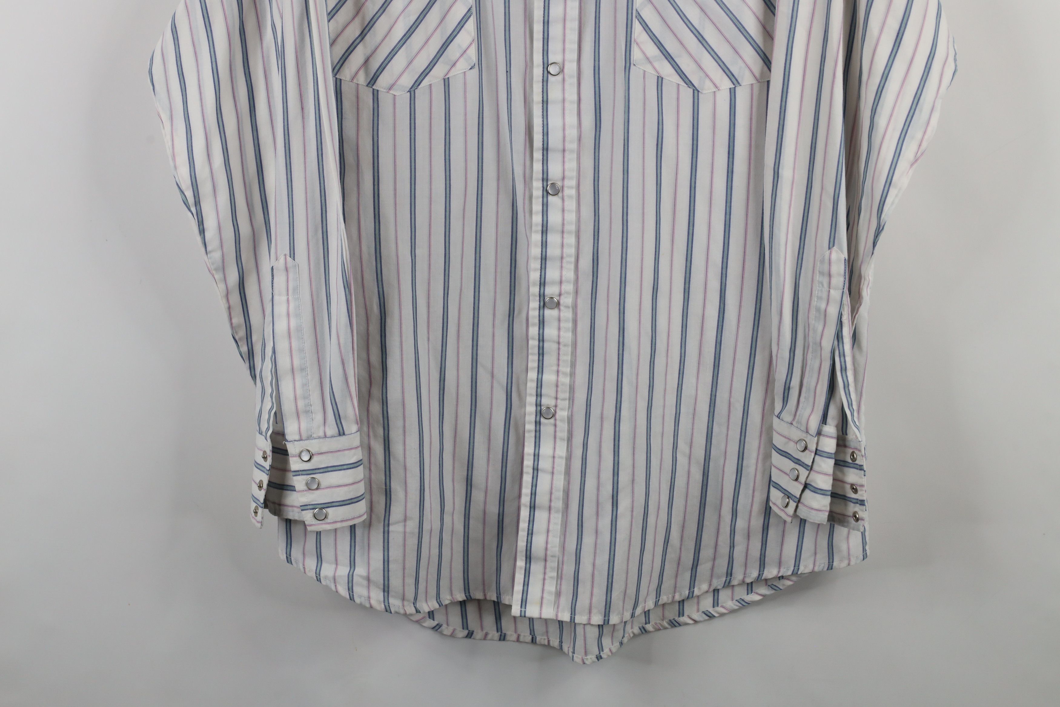 Vintage Vintage 70s 80s Rockabilly Cowboy Striped Snap Button Shirt Size US L / EU 52-54 / 3 - 3 Thumbnail