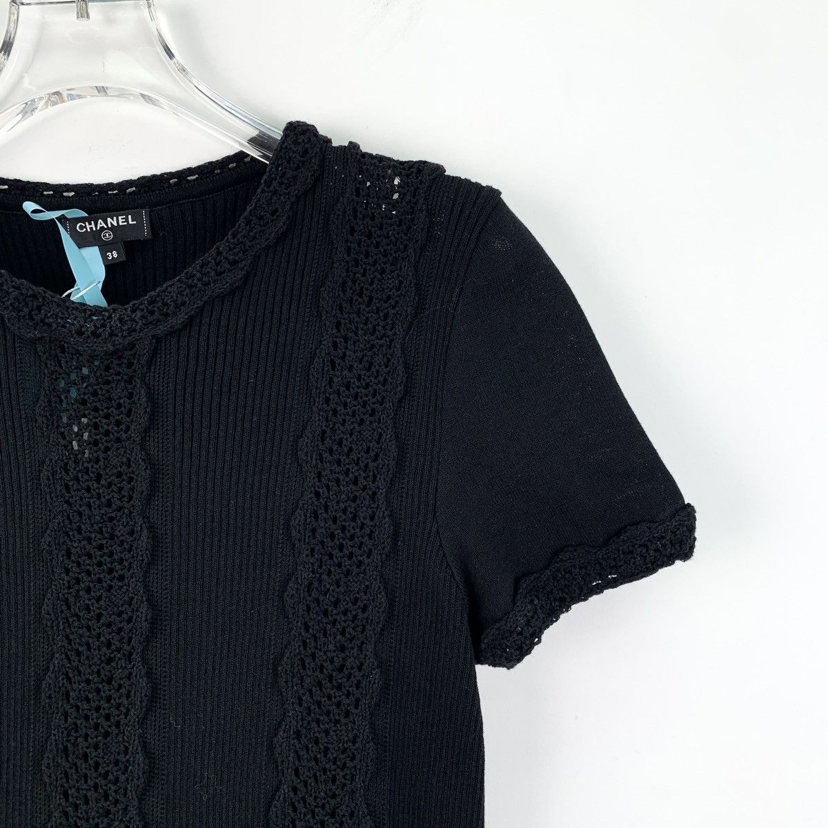 Chanel Chanel Black Logo Embroidered Cotton Knit Dress Size S / US 4 / IT 40 - 3 Thumbnail