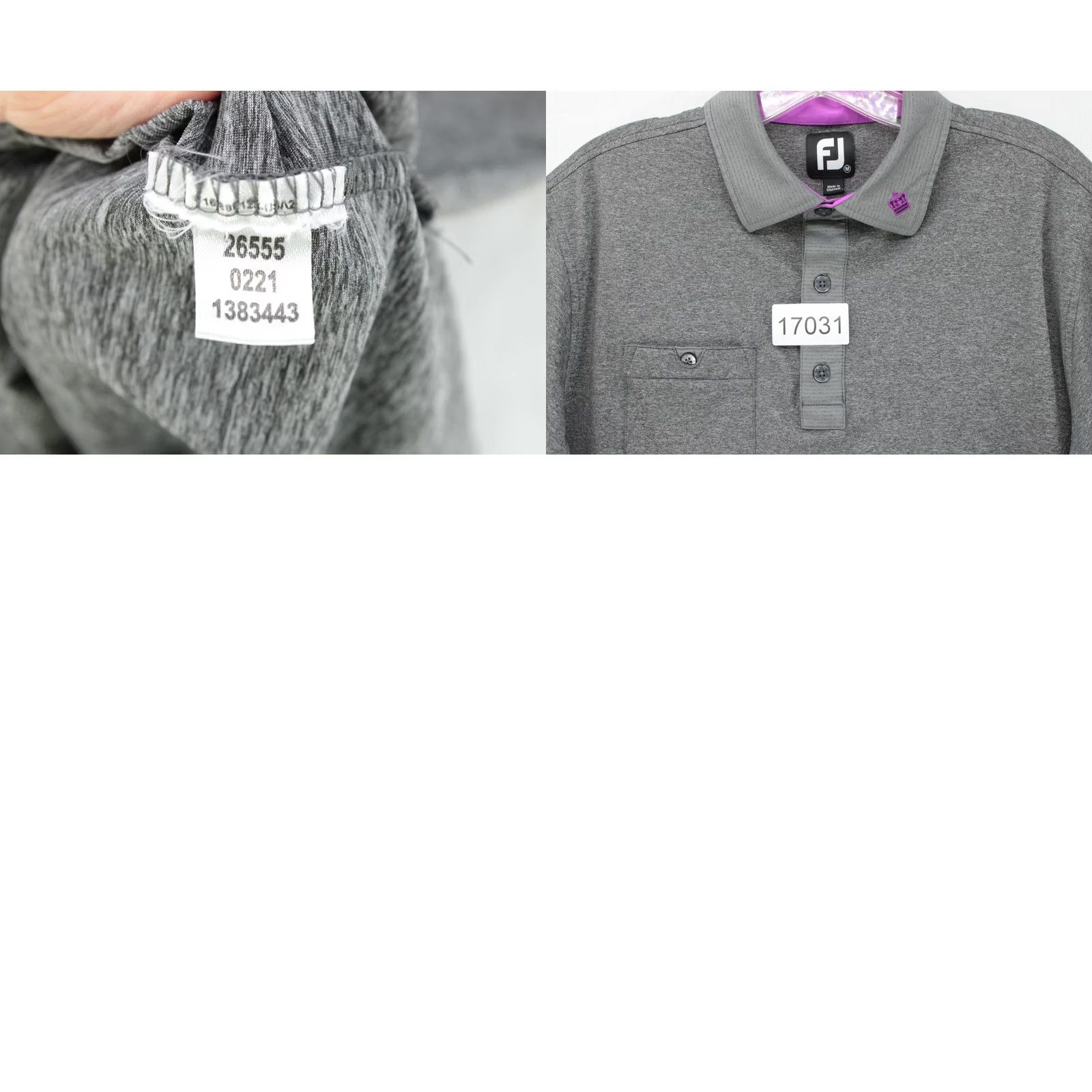 Footjoy FootJoy Performance Polo Shirt Mens M Gray Purple Trim Crown Golf FJ Preppy Polo Size US M / EU 48-50 / 2 - 8 Thumbnail