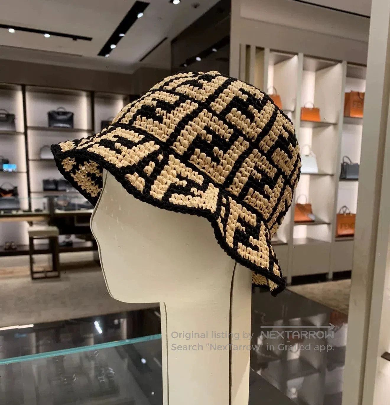 Fendi FENDi Raffia Openwork Fisherman Hat. Size ONE SIZE - 6 Thumbnail