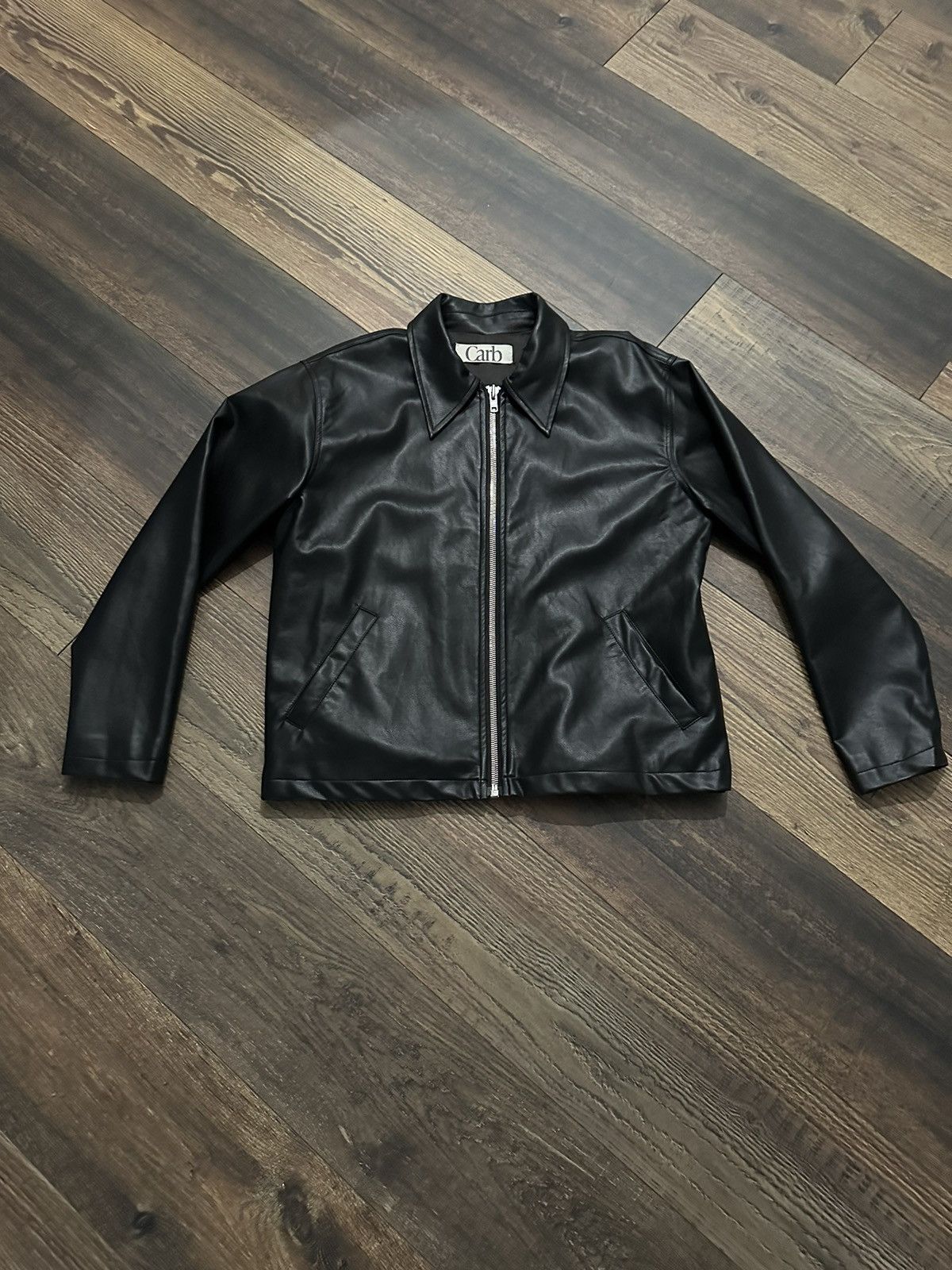 image of California Arts. Vegan Leather Jacket. M in Black, Men's (Size Medium)
