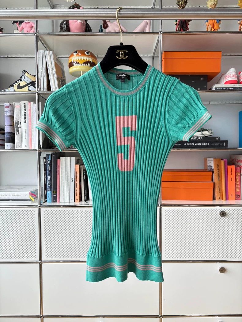 Chanel Chanel Green Knit Short Sleeve Top - dmc Size US M / EU 48-50 / 2 - 1 Thumbnail