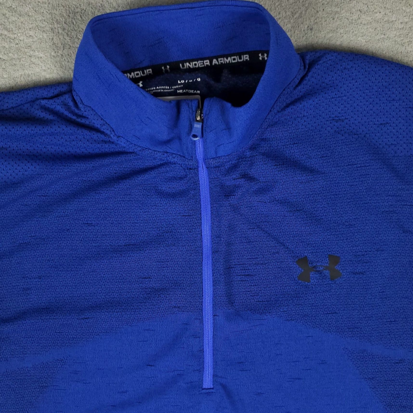 Under Armour Under Armour Shirt Mens Large Blue HeatGear Fitted Athletic Quarter Zip Pullover Size US L / EU 52-54 / 3 - 2 Thumbnail
