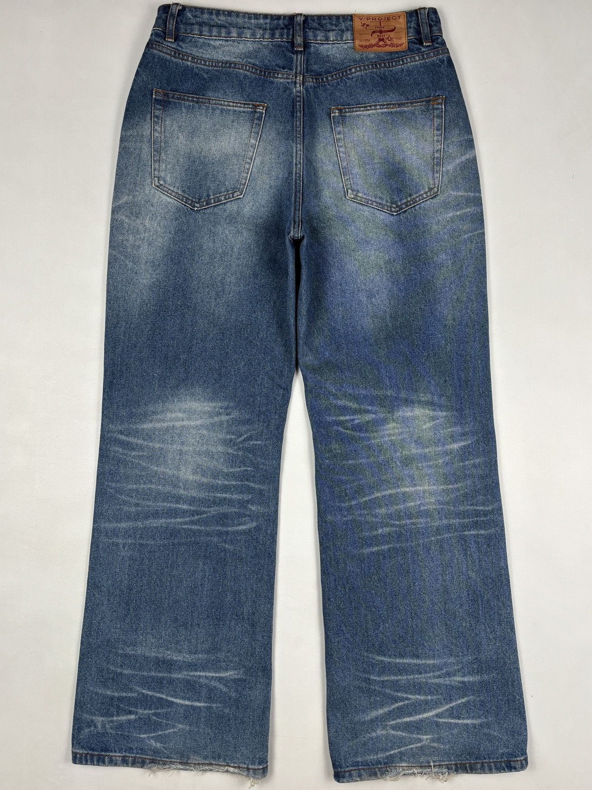 Y/Project Distressed Blue Wash Baggy Fit Denim Jeans Size US 32 / EU 48 - 9 Thumbnail