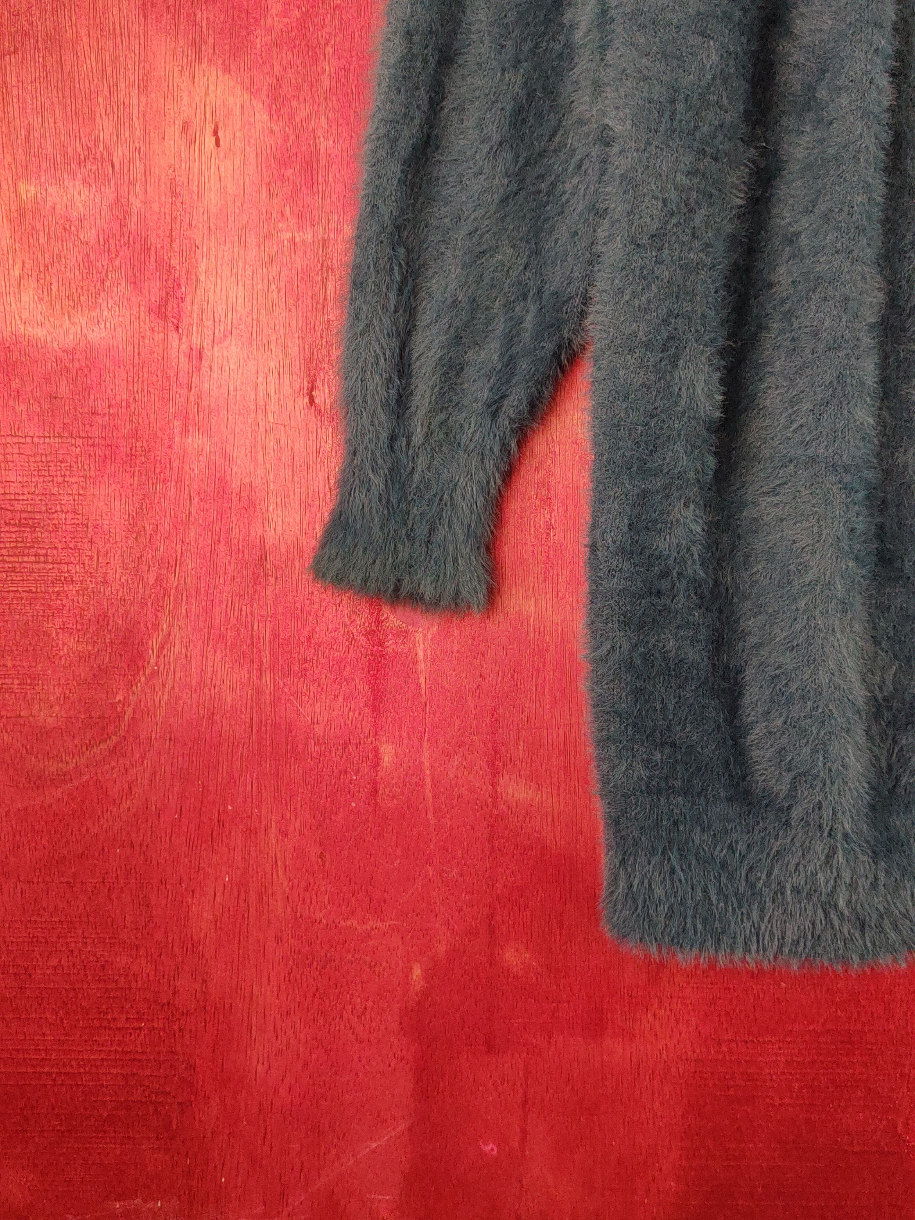 Closshi Turquoise Shag Shaggy Fur Mohair Knitwear #S1903