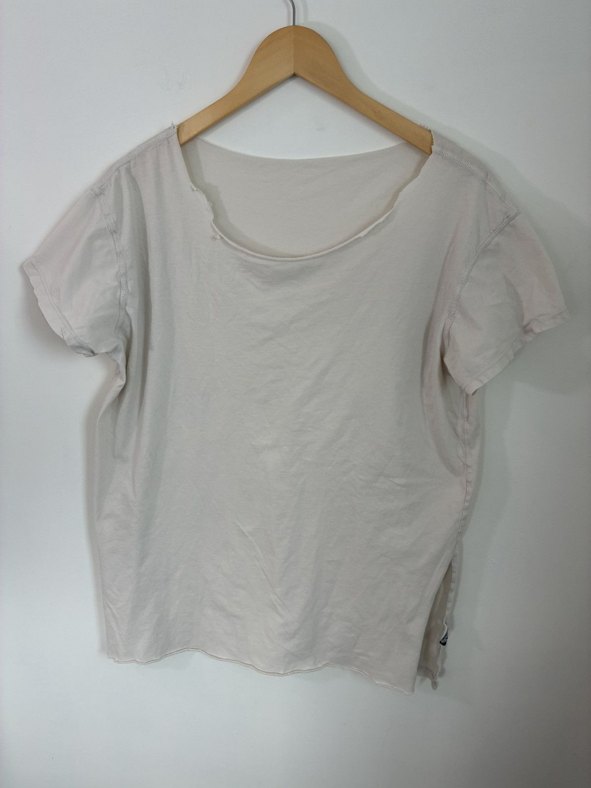Vintage Thrashed Blank White Basic Scoop Neck Distressed Tee Size US L / EU 52-54 / 3 - 1 Thumbnail