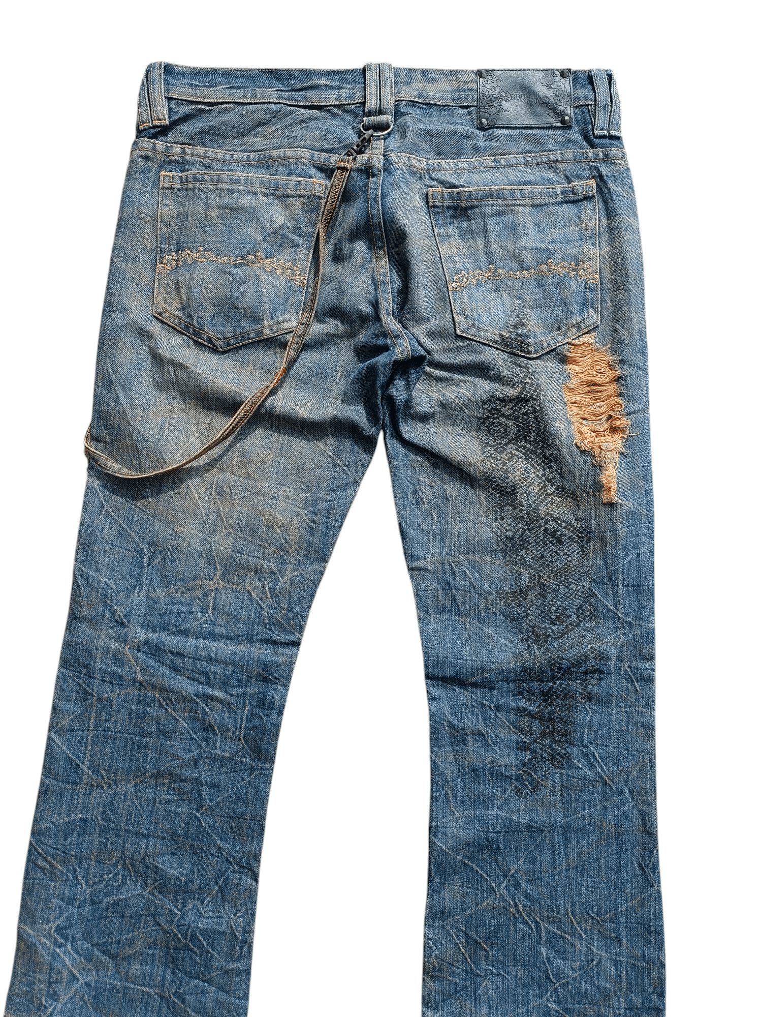 Japanese Brand FLARED Midas Japanese Machiavel Distressed Whiskers Jeans Size US 32 / EU 48 - 6 Thumbnail