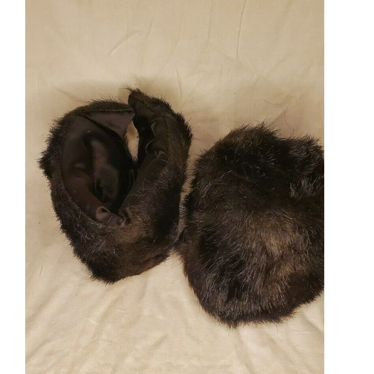 Vintage Black Faux Fur Wrist Cuffs by Kathleen for Sweet Herb OSFA Size ONE SIZE - 1 Thumbnail
