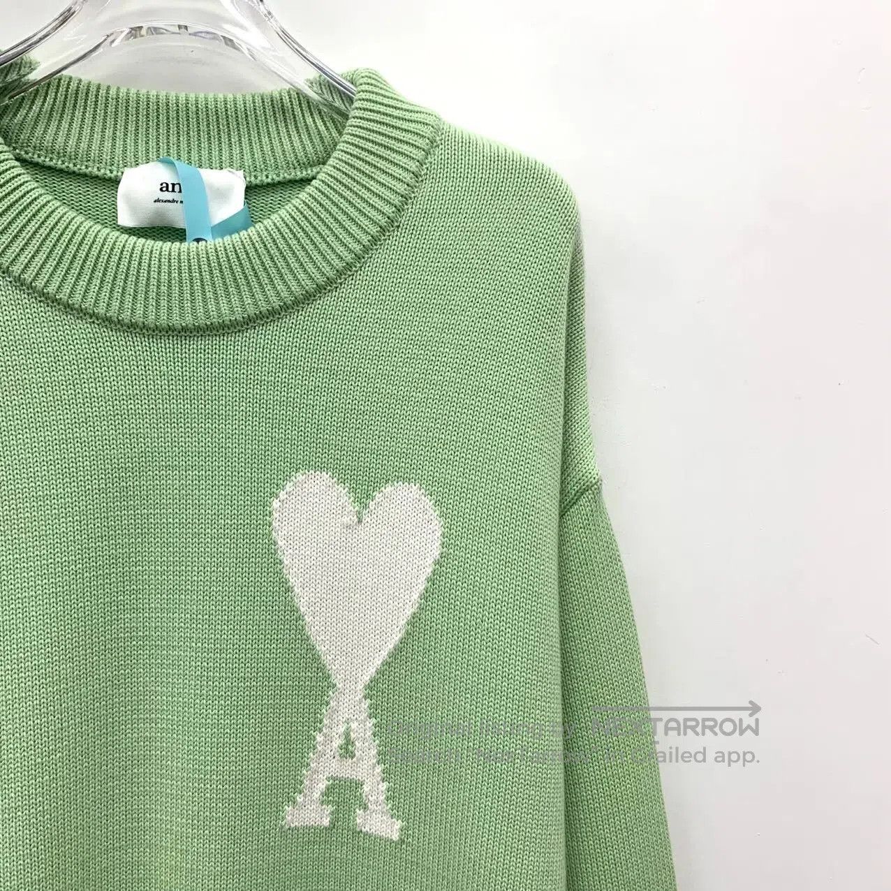 AMI Ami Green Heart Letter Embroidered Cotton Crew Neck Long S Size US S / EU 44-46 / 1 - 3 Thumbnail