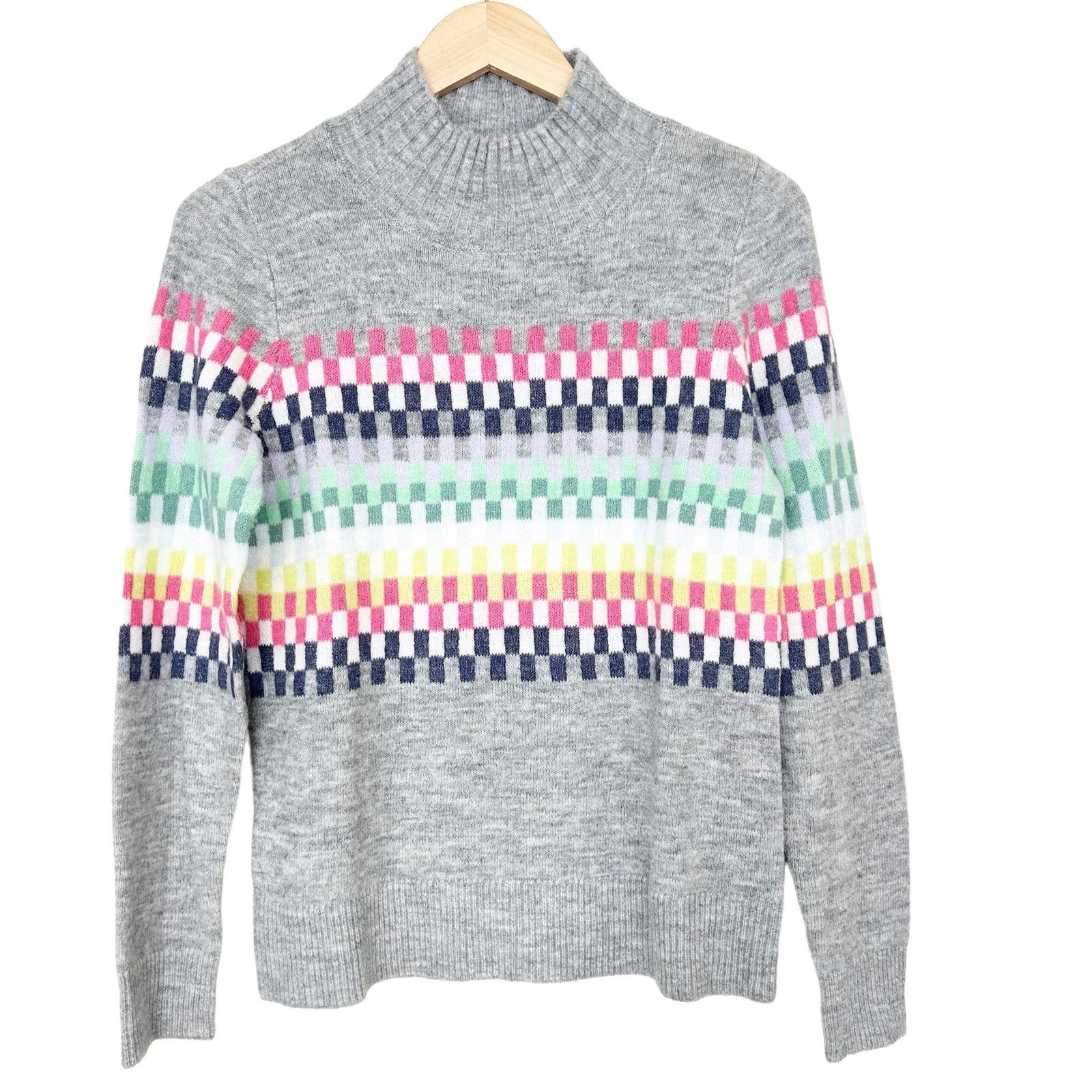 Loft Loft Wool Blend Gray Checkered Sweater Sz XS Size XS / US 0-2 / IT 36-38 - 1 Thumbnail