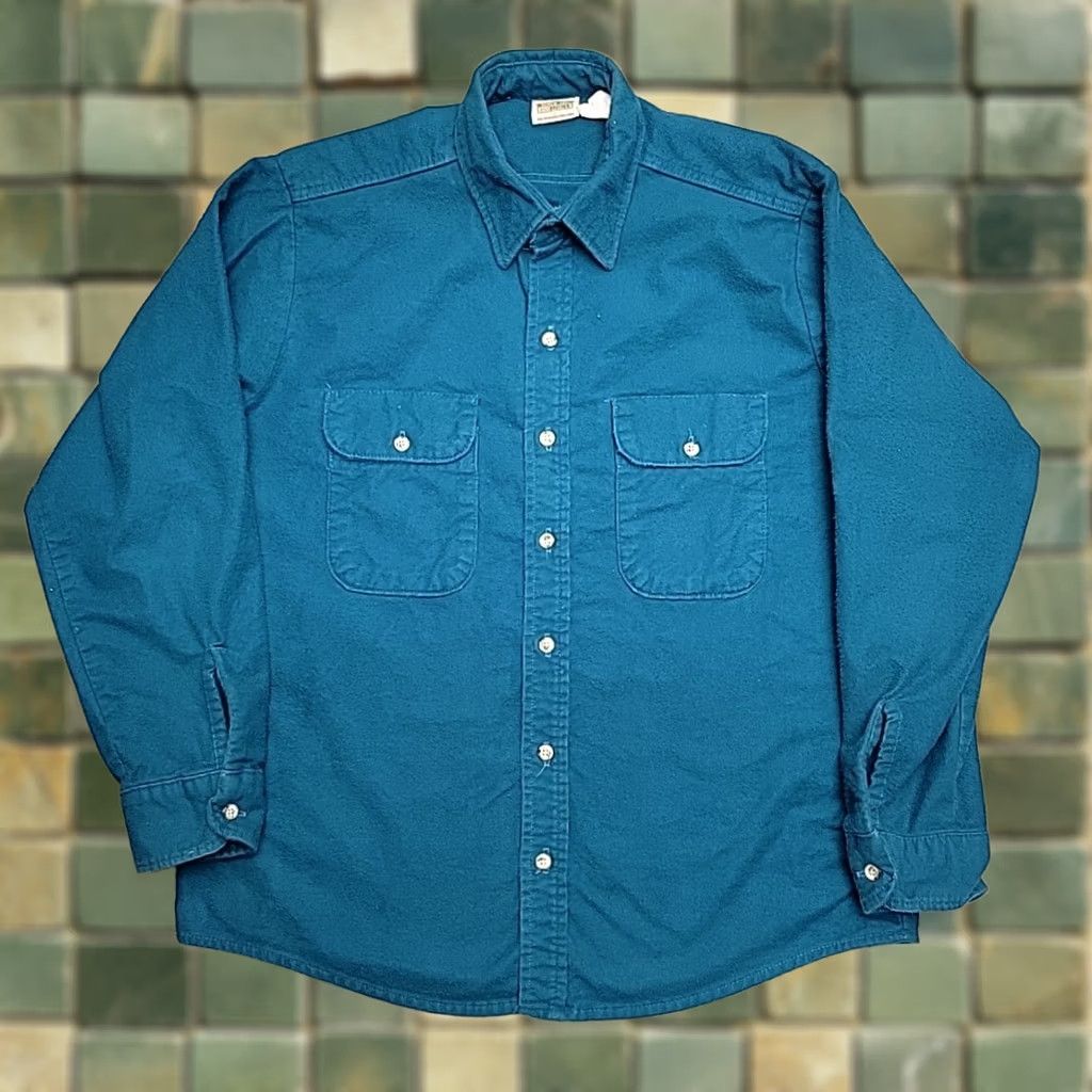 Vintage VINTAGE Five Brothers Chamois Shirt Men L Teal Long Sleeve Flannel Made in USA Size US L / EU 52-54 / 3 - 1 Thumbnail