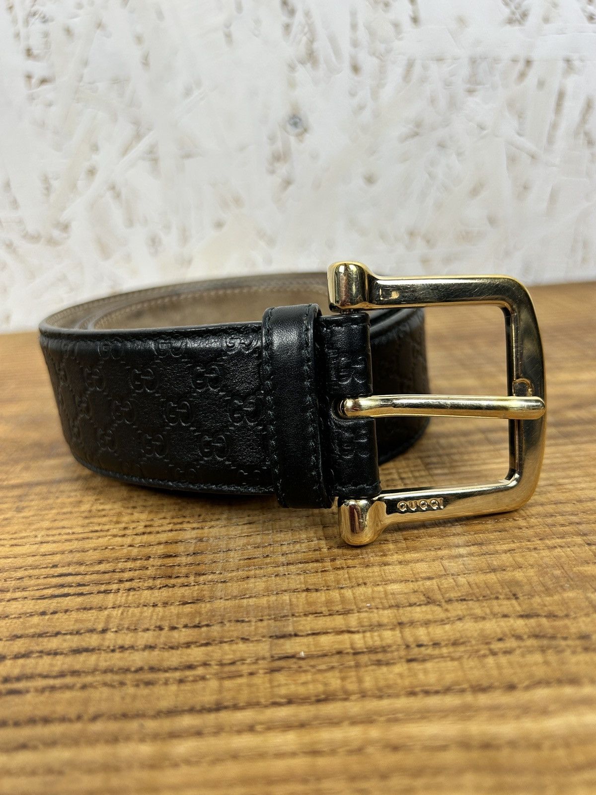 Gucci Gucci GG Micro Guccissima Leather Belt Black 281548 80/32 Size ONE SIZE - 1 Thumbnail