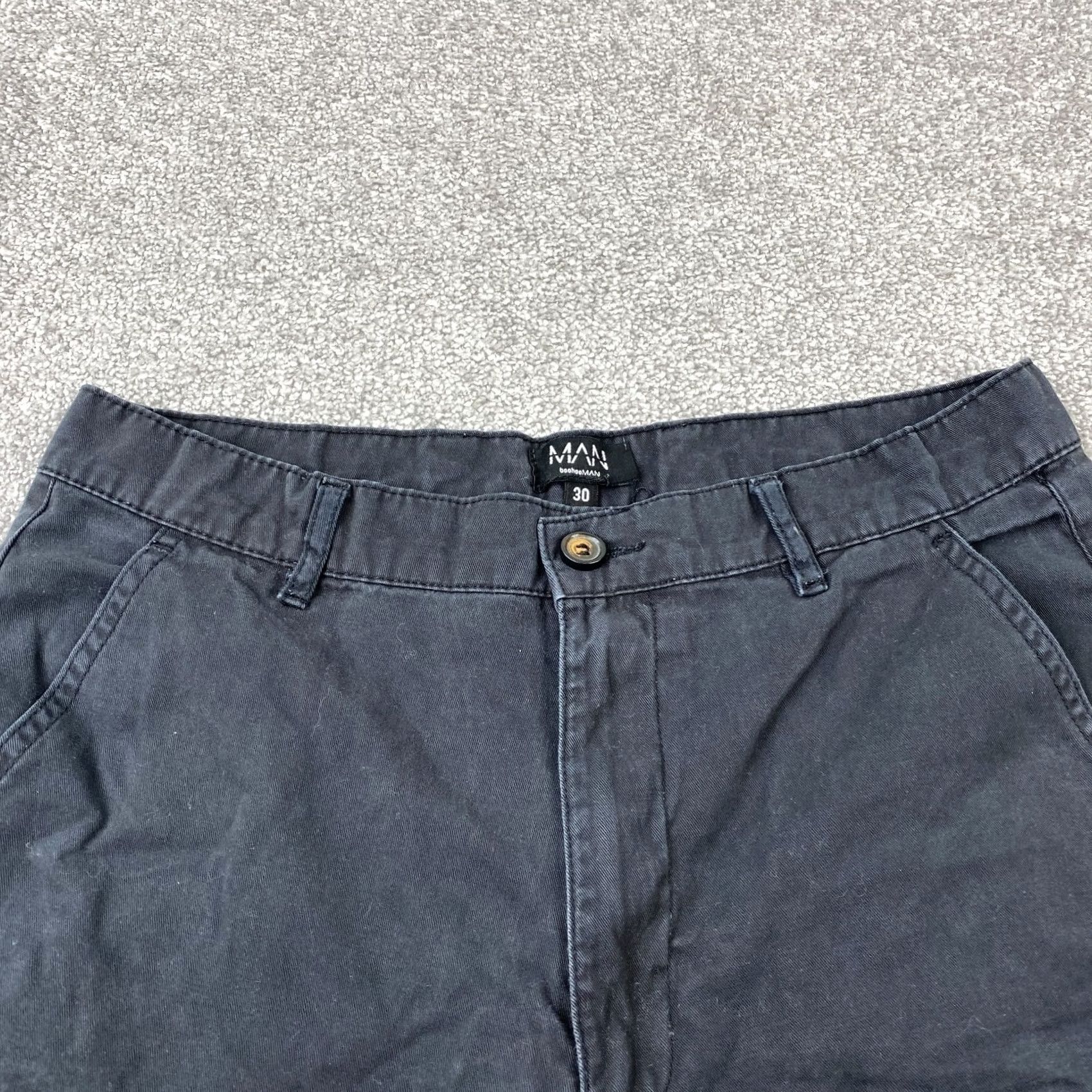 Boohoo Boohoo Pants Mens 30 x 30 Black Cotton Chino Casual Flat Front Size US 30 / EU 46 - 2 Thumbnail
