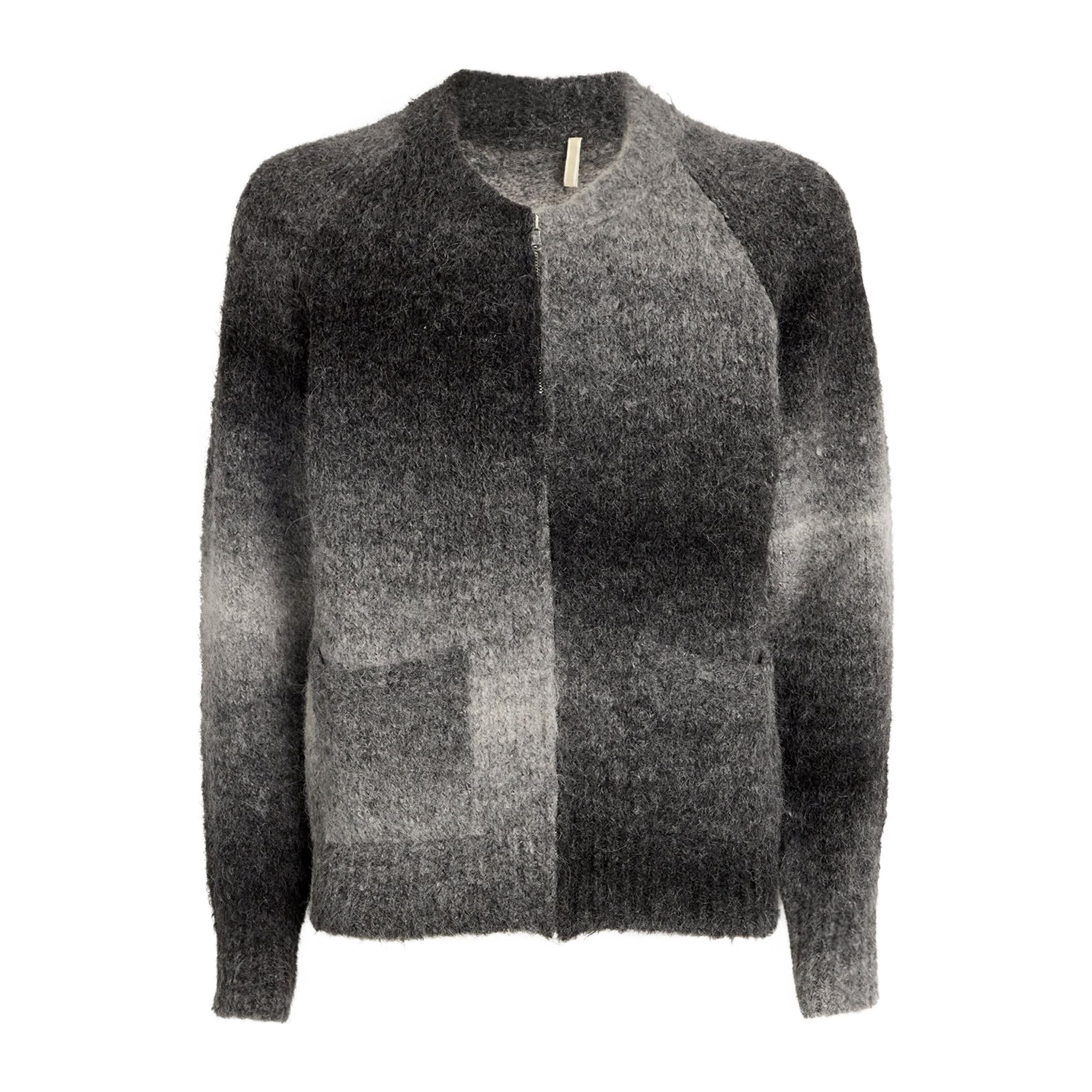 Sunflower Sunflower Black Ombre Brushed Alpaca Wool Knit Zip Cardigan Size US L / EU 52-54 / 3 - 1 Thumbnail