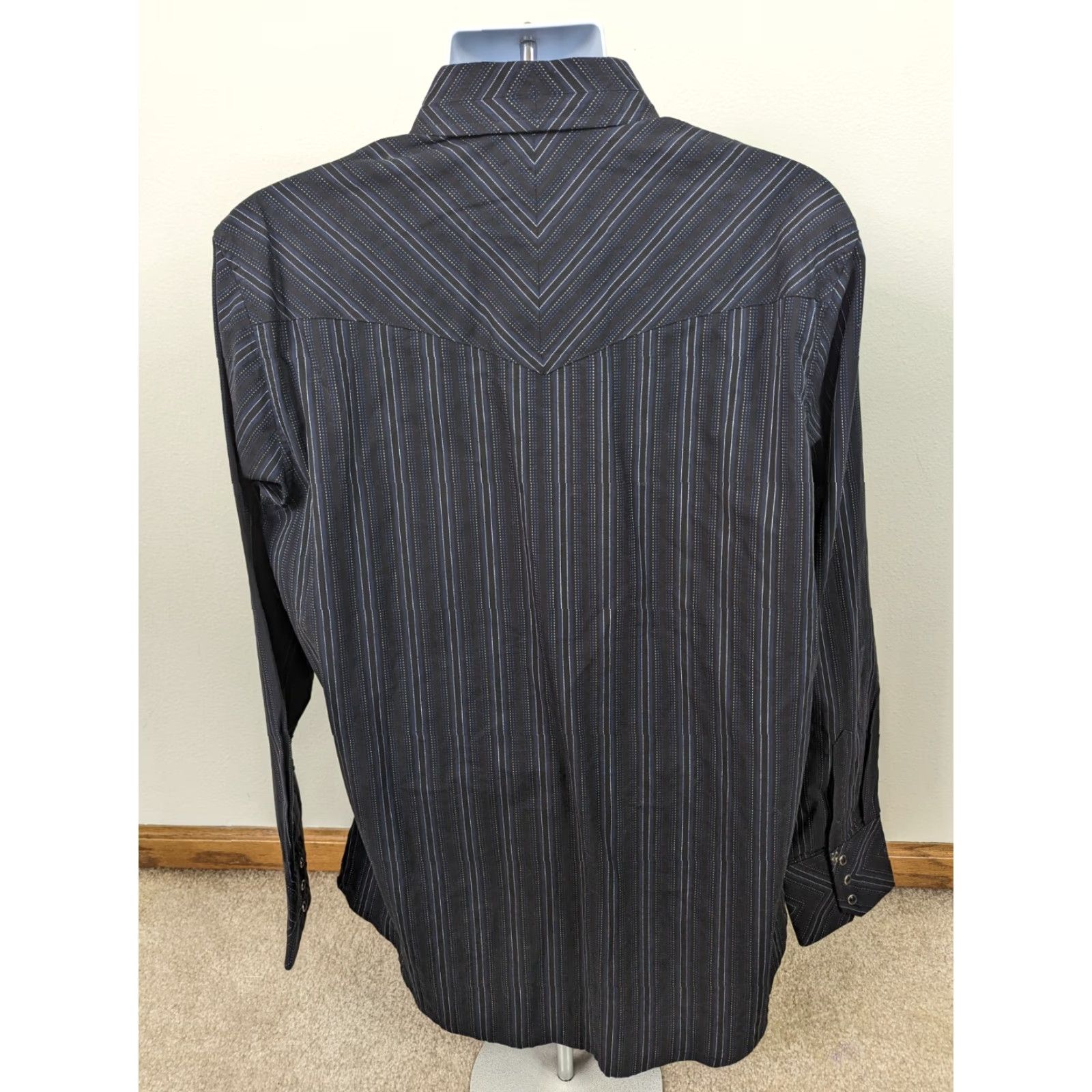 Wrangler VINTAGE Wrangler Shirt Mens Large Black Striped Pearl Snap Western Cowboy T5F Size US L / EU 52-54 / 3 - 3 Thumbnail