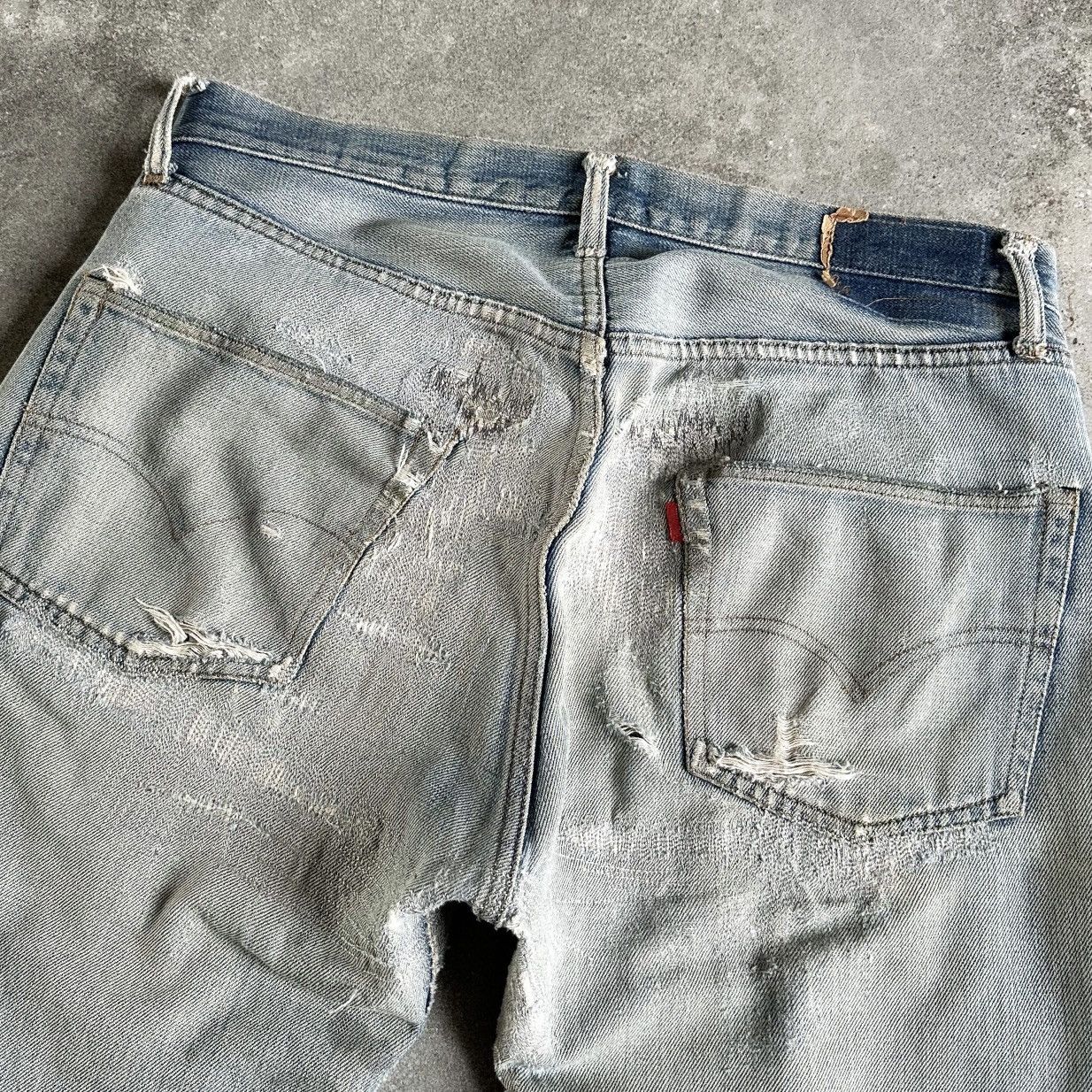 Levi's 70s Vintage Levis BORO THRASHED 501 66 Early Repair Denim Size US 33 - 6 Thumbnail