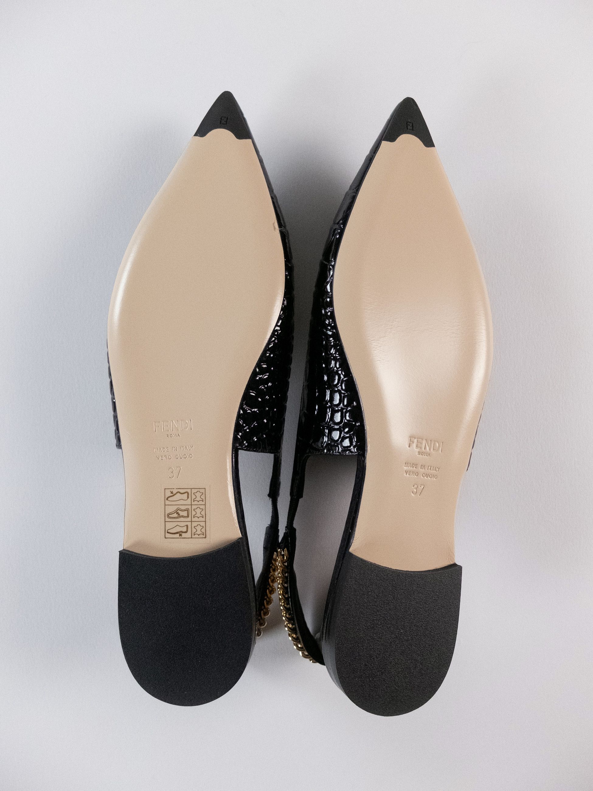Fendi FENDI Colibri Lite black leather slingback flat shoes 7 37 Size US 7 / IT 37 - 8 Thumbnail