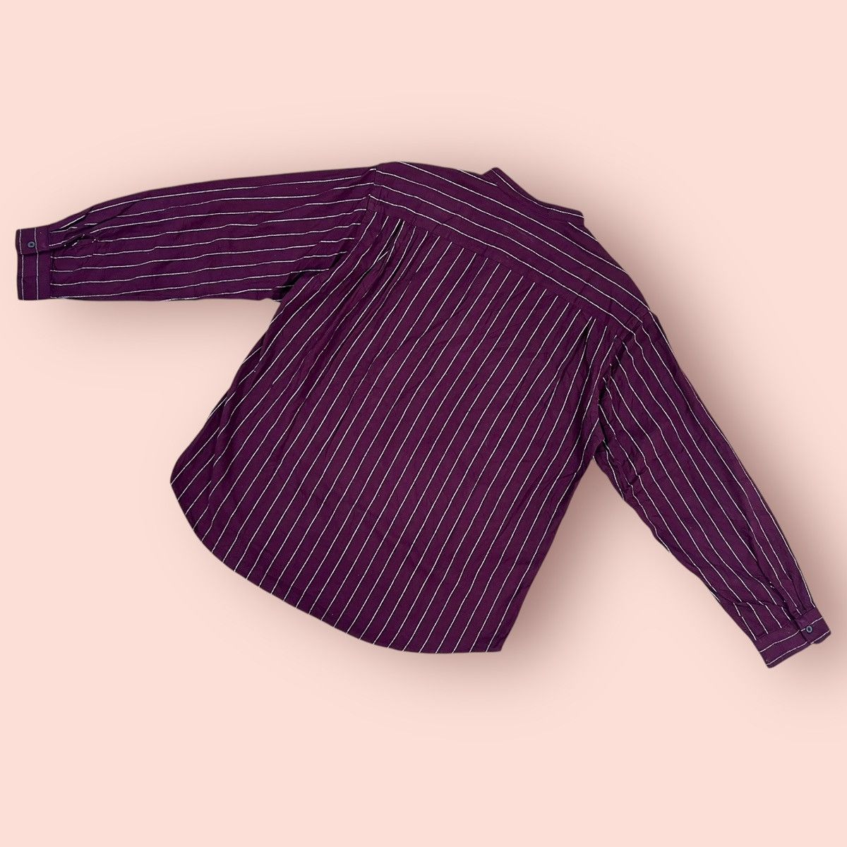 GU × Japanese Brand × Jun Takahashi VINTAGE GU PURPLE STRIPED SOFT FLANNEL STAND COLLAR Size US L / EU 52-54 / 3 - 4 Thumbnail
