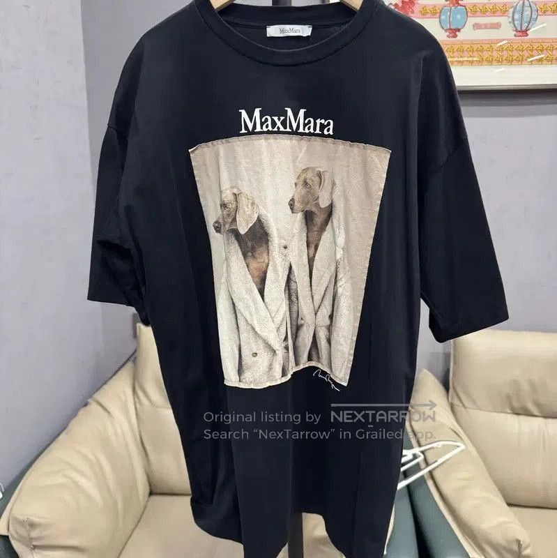 Max Mara MaxMara Black Cotton Dog Print T-Shirt . Size XS / US 0-2 / IT 36-38 - 1 Thumbnail