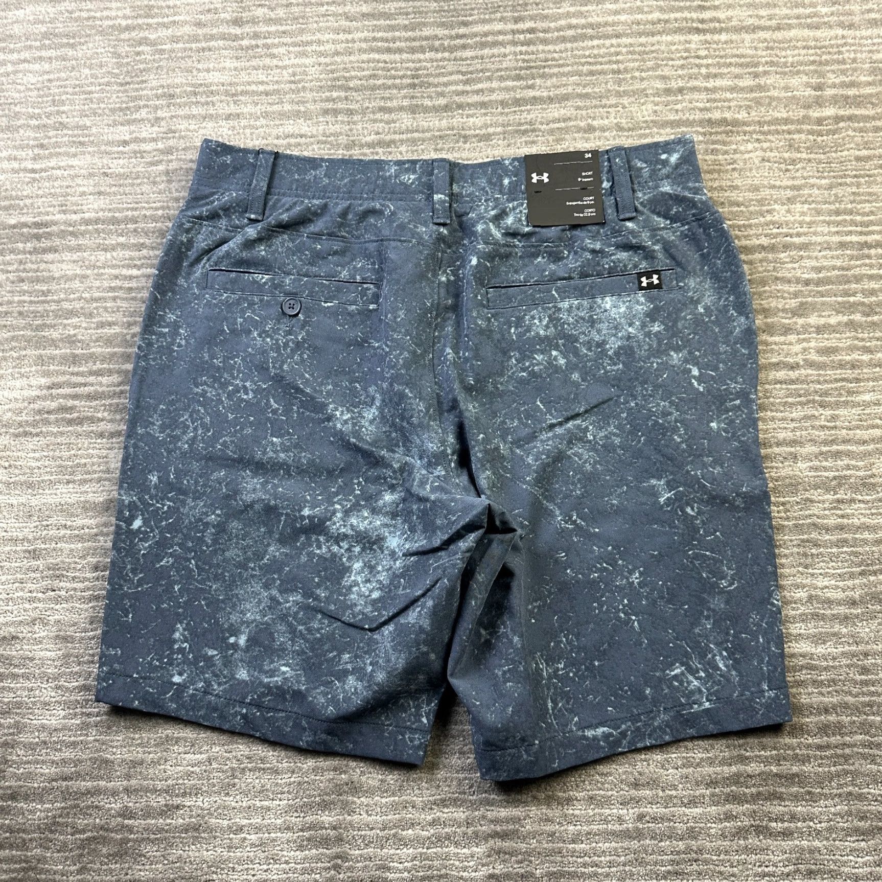 Under Armour Under Armour Shorts Mens 34 Blue Printed All Over Print Performance Golf Chino Casual Mens 34 Blue Logo Pockets Size US 34 / EU 50 - 2 Thumbnail