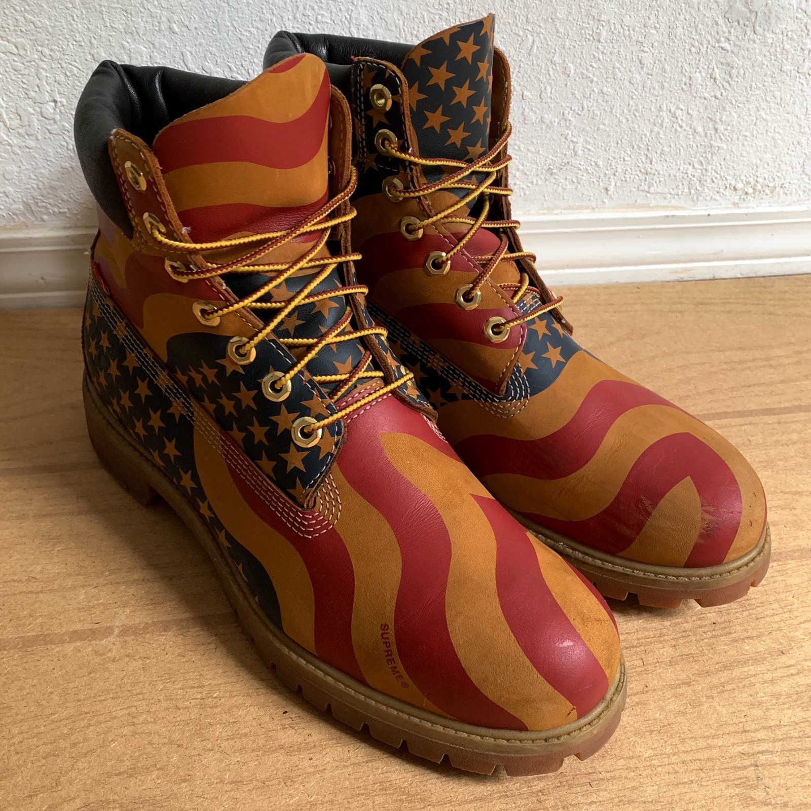 image of Dipset x Supreme Timberland Supreme 6" Premium Stars & Stripes Flag Usa Shoes, Men's (Size 11)