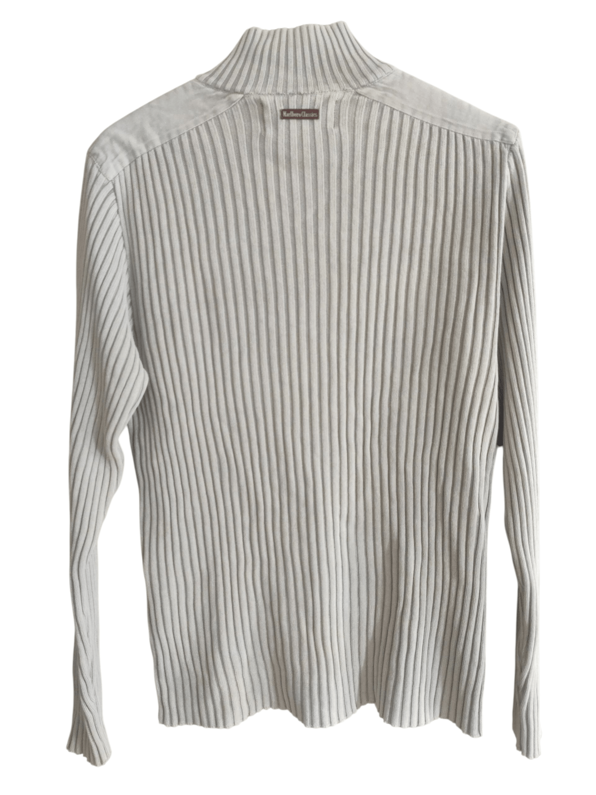 Marlboro Marlboro Classic Y2K Knit Rib Striped Zip Up Sweater Size US M / EU 48-50 / 2 - 2 Thumbnail
