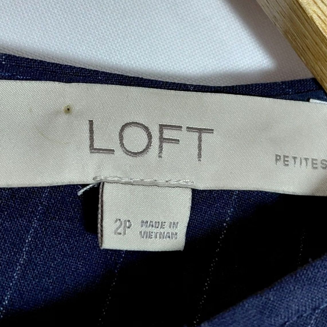 Vintage LOFT PETITES Dress Womens 2P Navy Petite Striped Knit Short Sleeve Women Size Size 26" / US 2 / IT 38 - 4 Thumbnail