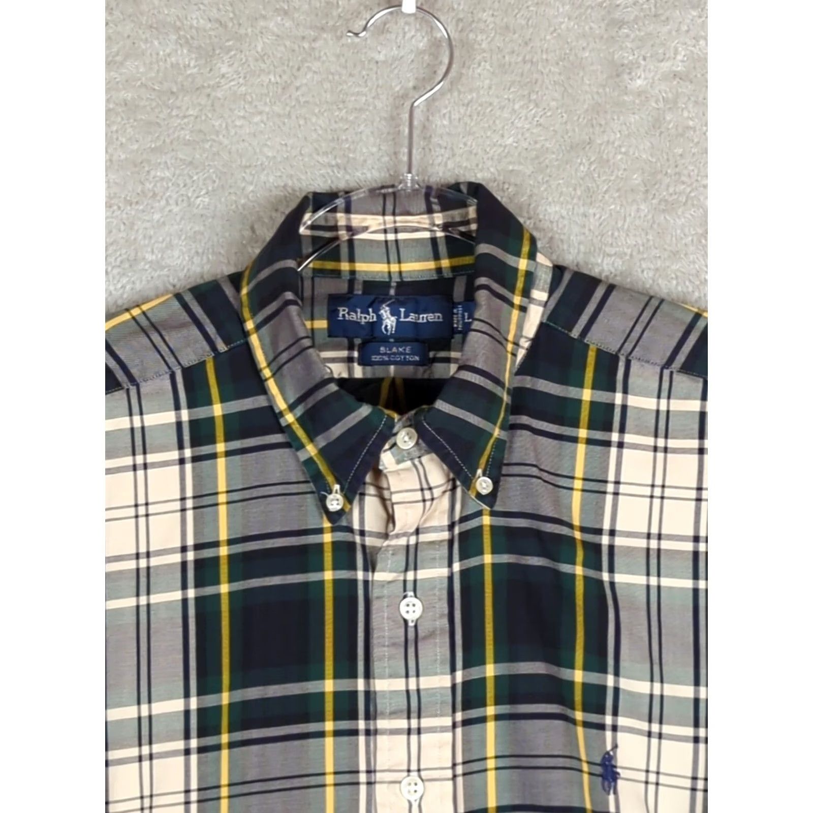 Ralph Lauren Ralph Lauren Blake Shirt Mens Large Green Plaid Long Sleeve Button-Down Collar Pony Logo Blue Pattern Vintage: No Size US L / EU 52-54 / 3 - 3 Thumbnail