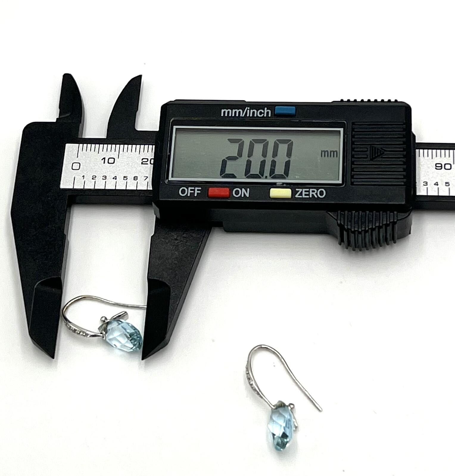 Other 14K White Gold Faceted Topaz Diamond Teardrop Earrings Size ONE SIZE - 6 Thumbnail