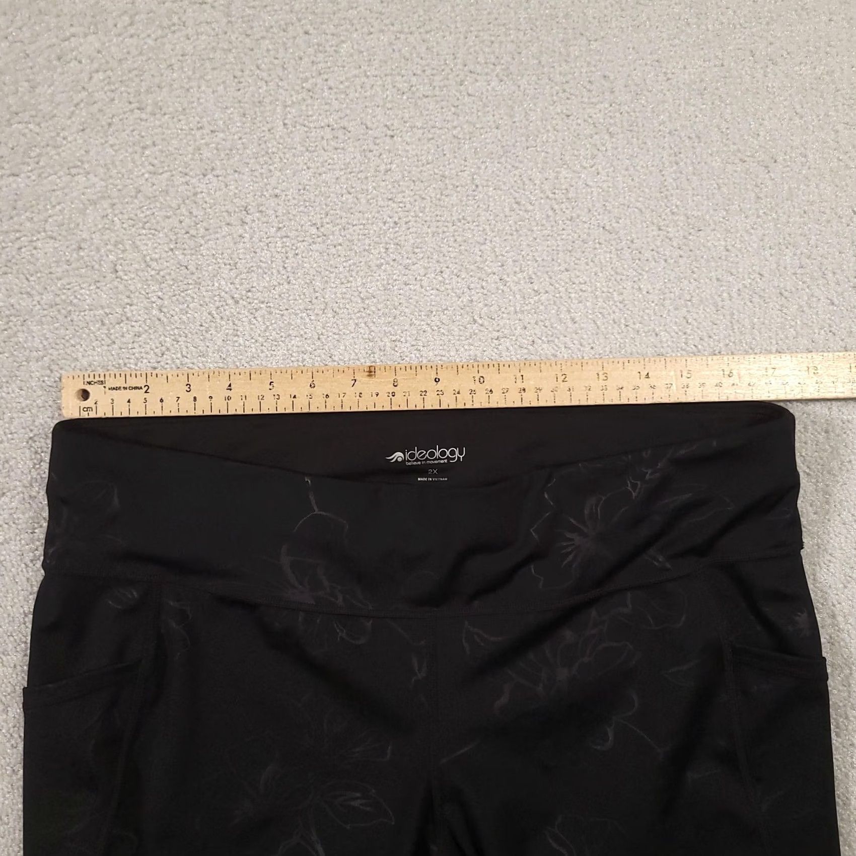 Vintage Ideology Leggings Womens 2X Black Floral Pockets High Rise Athletic Yoga Pants Size 40" / US 18 - 7 Thumbnail
