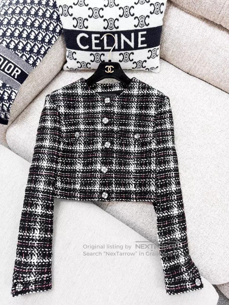 Chanel Chanel Color-matched plaid woven short tweed long-sleeved Size XS / US 0-2 / IT 36-38 - 3 Thumbnail