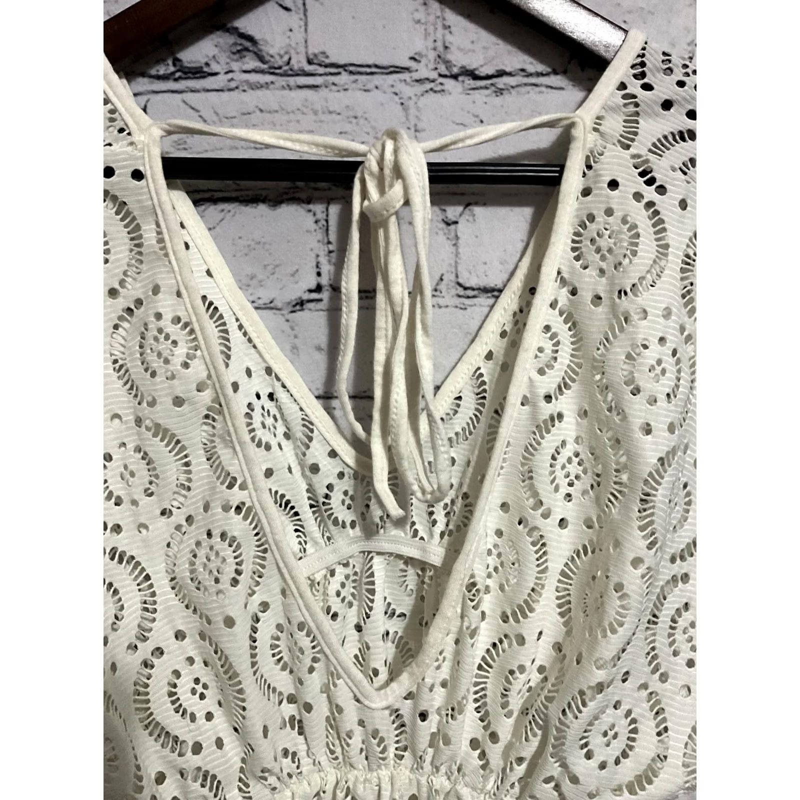 Vintage LA CLASS White Eyelet Lace Dress Sleeveless Large Women Size L / US 10 / IT 46 - 4 Thumbnail