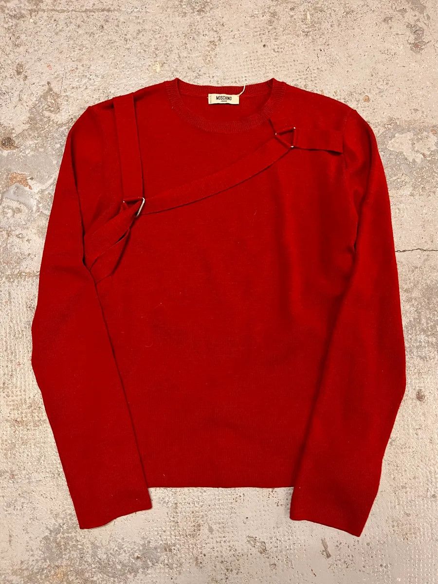 Moschino Moschino Wool Wrap Bondage Strap Red Sweater Size US S / EU 44-46 / 1 - 1 Thumbnail